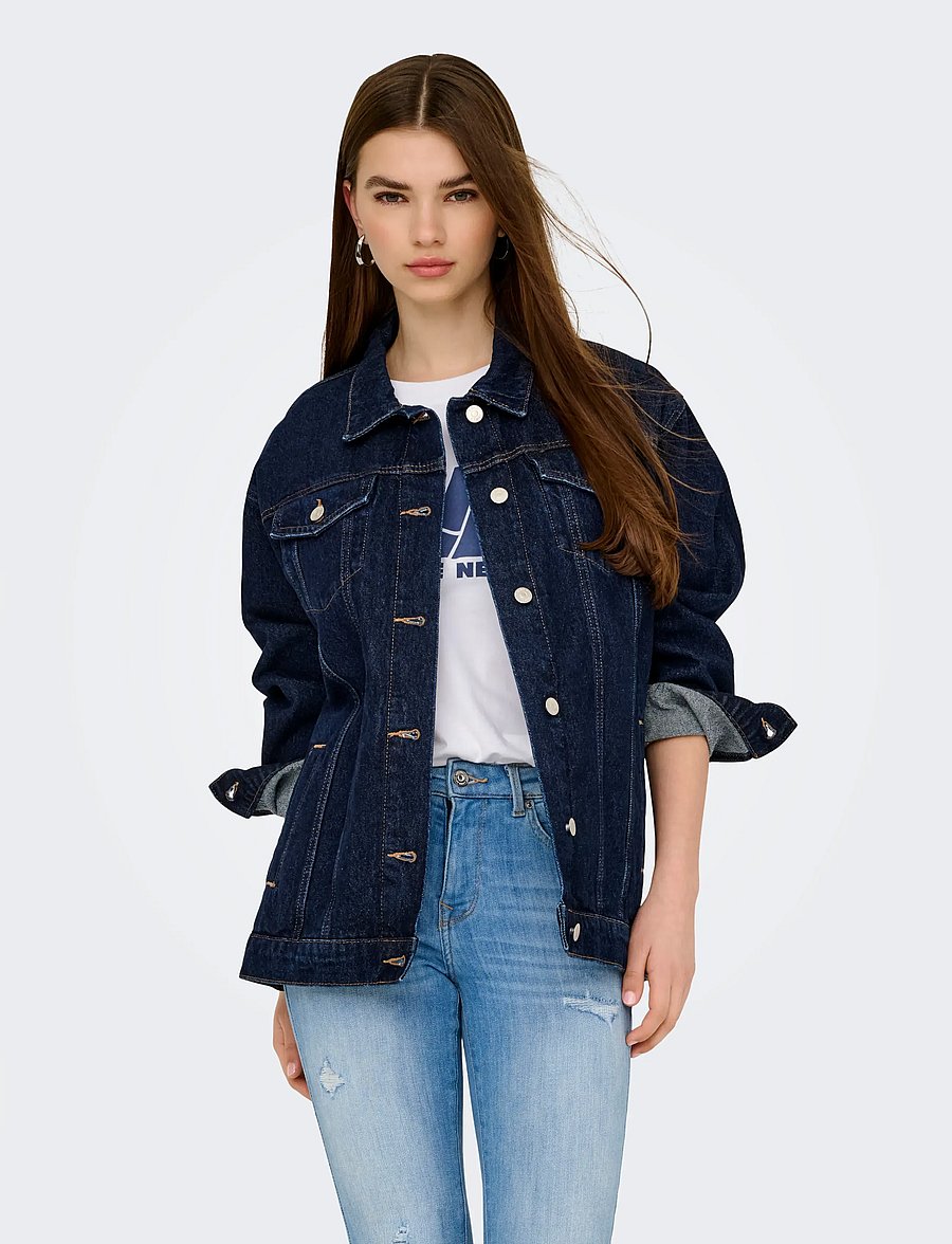 ONLY - ONLJAGGER LS OVERSIZED DNM JACKET - jeansjacken - dark blue denim - 0