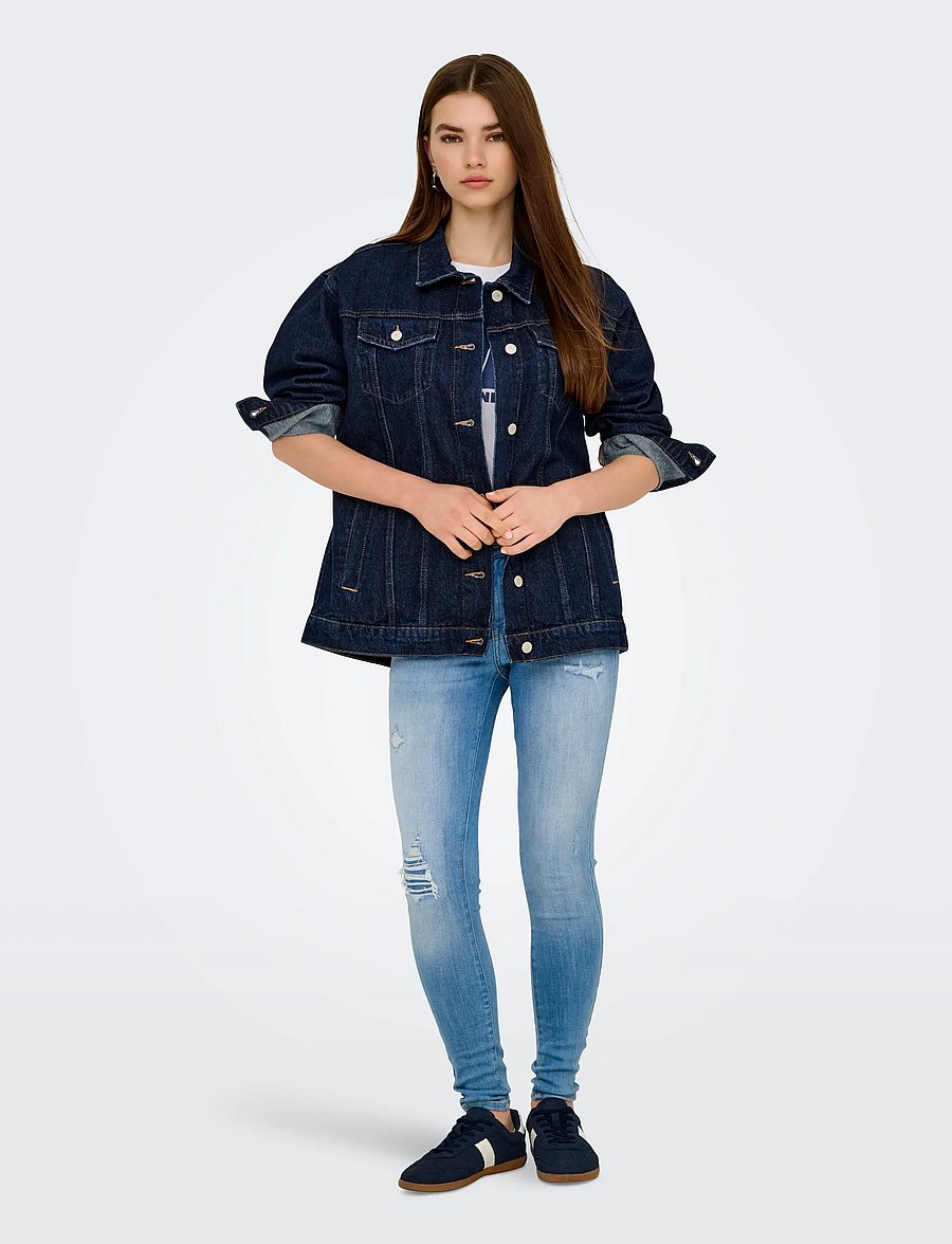 ONLY - ONLJAGGER LS OVERSIZED DNM JACKET - jeansjacken - dark blue denim - 4