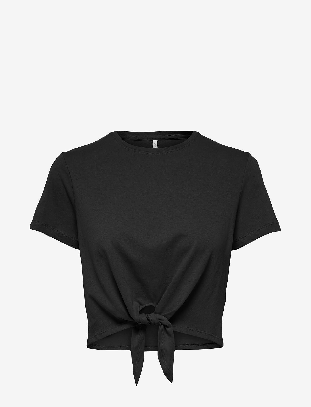 ONLY - ONLMAY LIFE S/S SHORT KNOT TOP BOX JRS - crop tops - black - 1