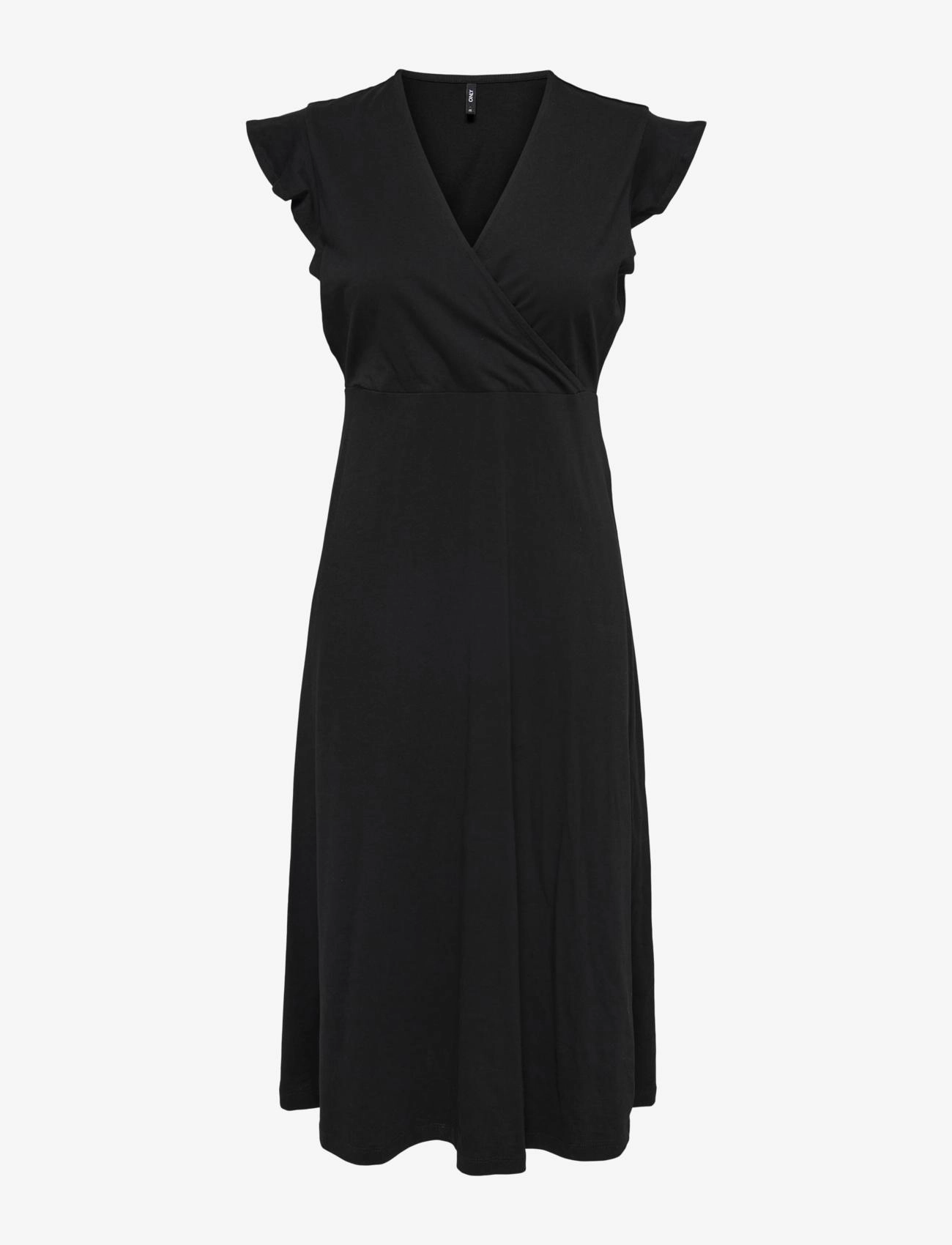 ONLY Onlmay Life S/L Wrap Midi Kleid Jrs Schwarz - XS - Damen