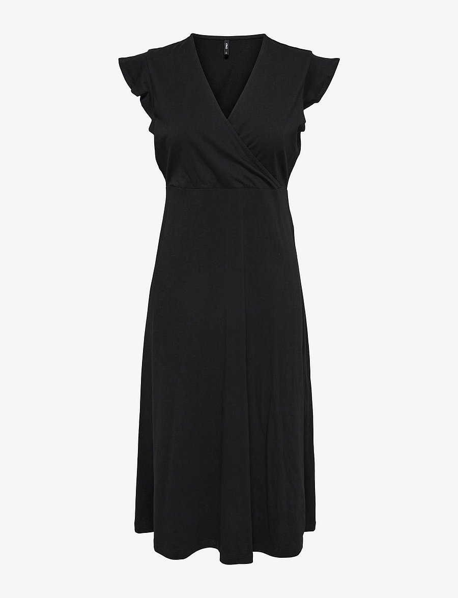 ONLY - ONLMAY LIFE S/L WRAP MIDI DRESS JRS - kesämekot - black - 1