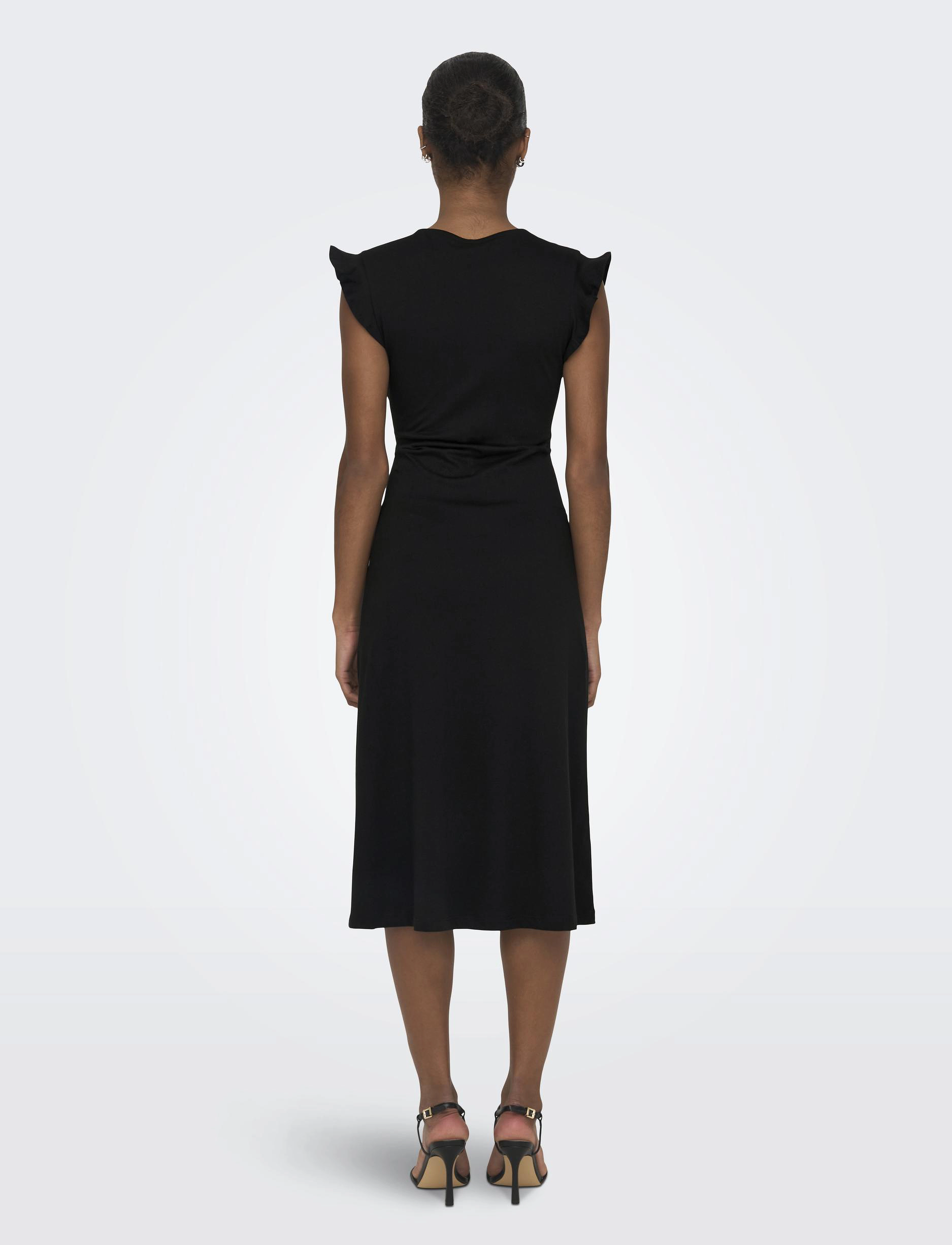 ONLY - ONLMAY LIFE S/L WRAP MIDI DRESS JRS - kesämekot - black - 3