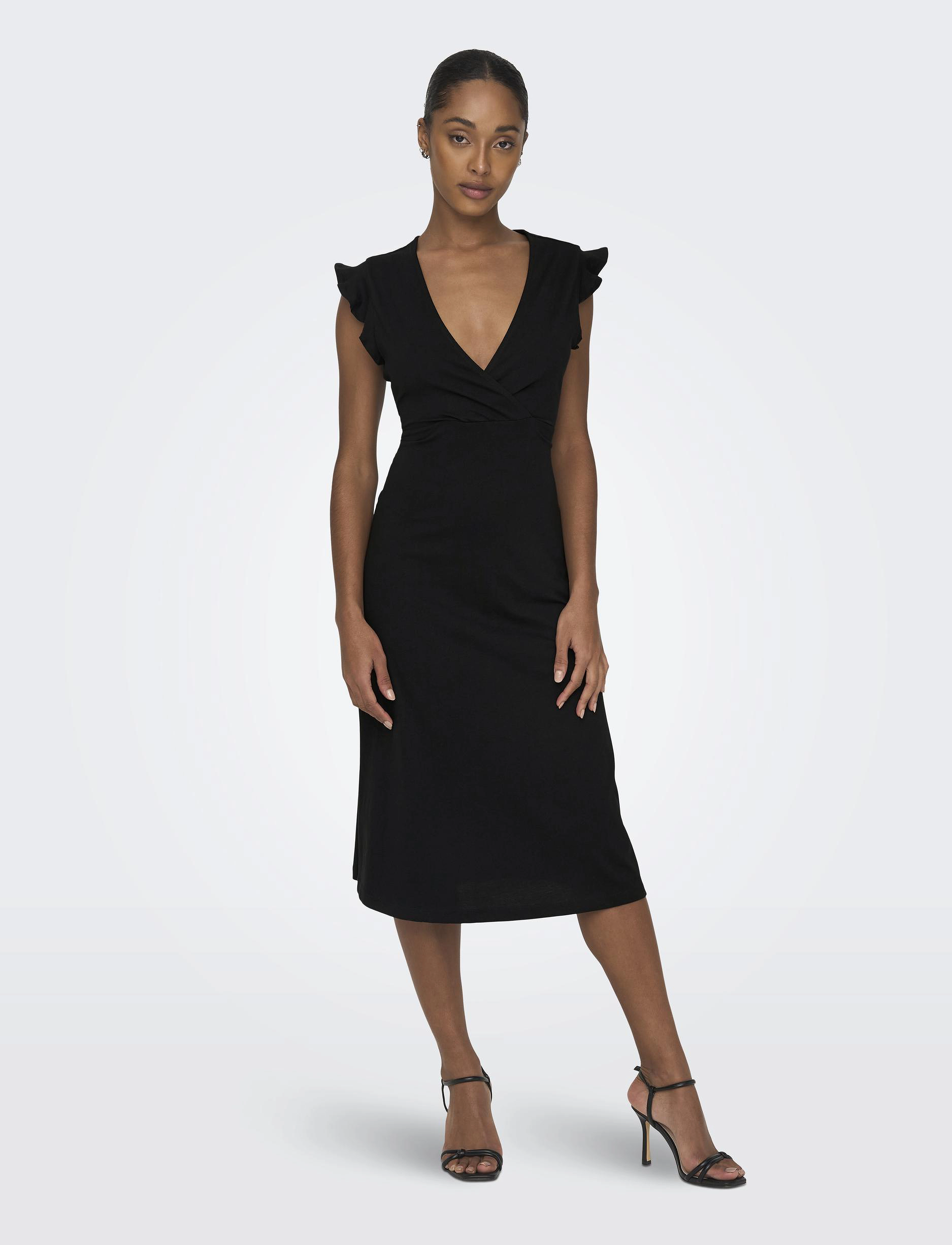 ONLY - ONLMAY LIFE S/L WRAP MIDI DRESS JRS - kesämekot - black - 4
