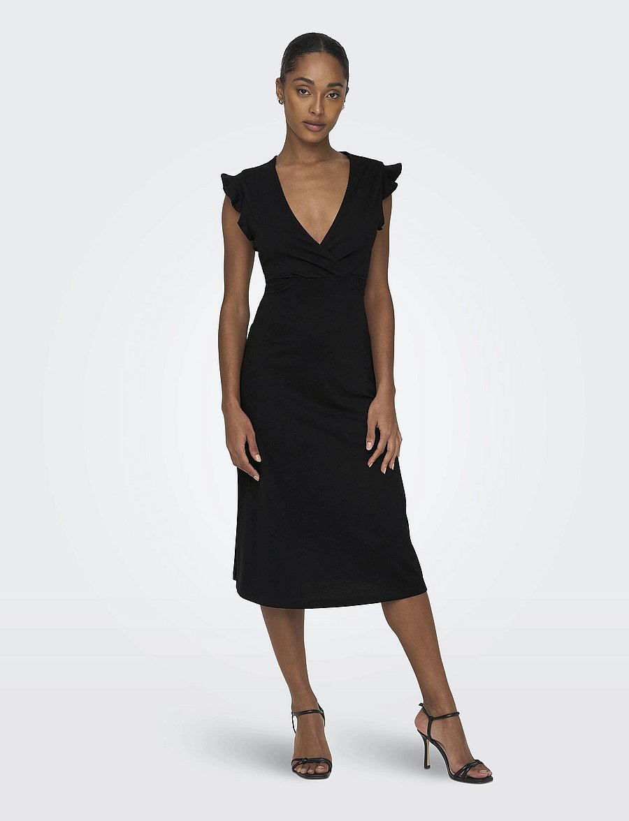 ONLY - ONLMAY LIFE S/L WRAP MIDI DRESS JRS - kesämekot - black - 4