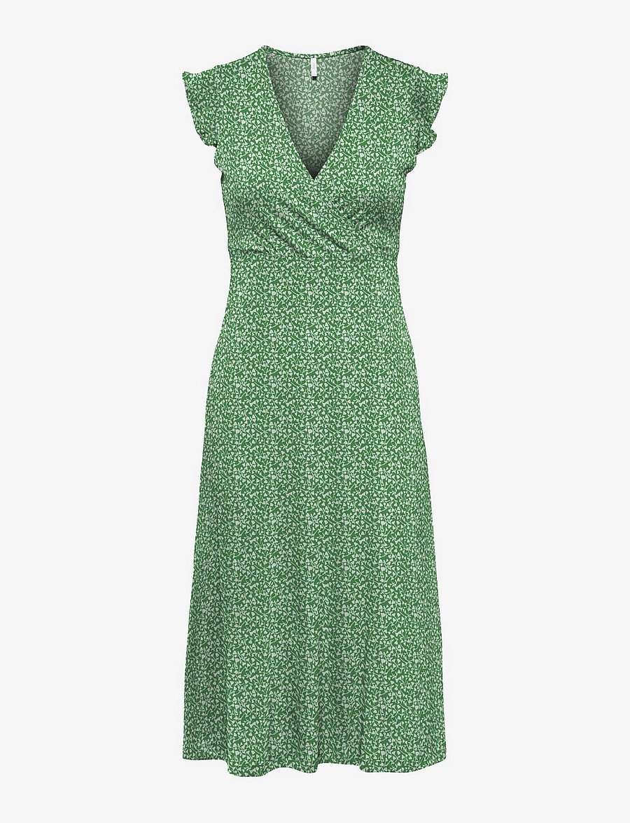 ONLY - ONLMAY LIFE S/L WRAP MIDI DRESS JRS - sommerkjoler - green bee - 1