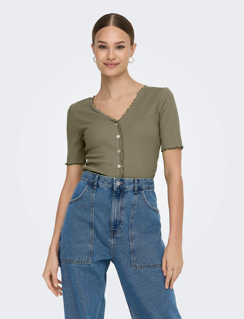 ONLY - ONLLAILA S/S BUTTON TOP JRS - crop tops - mermaid - 0