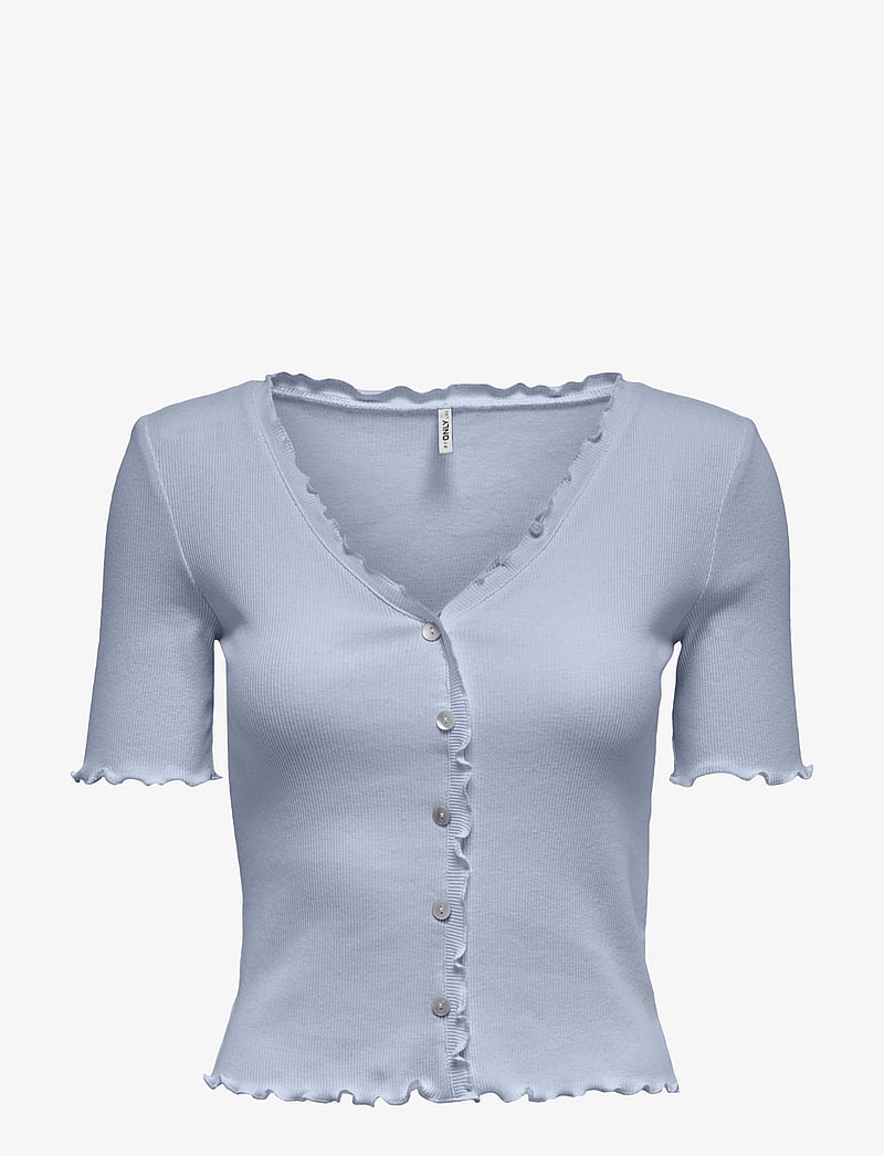 ONLY - ONLLAILA S/S BUTTON TOP JRS - crop tops - soft chambray - 1