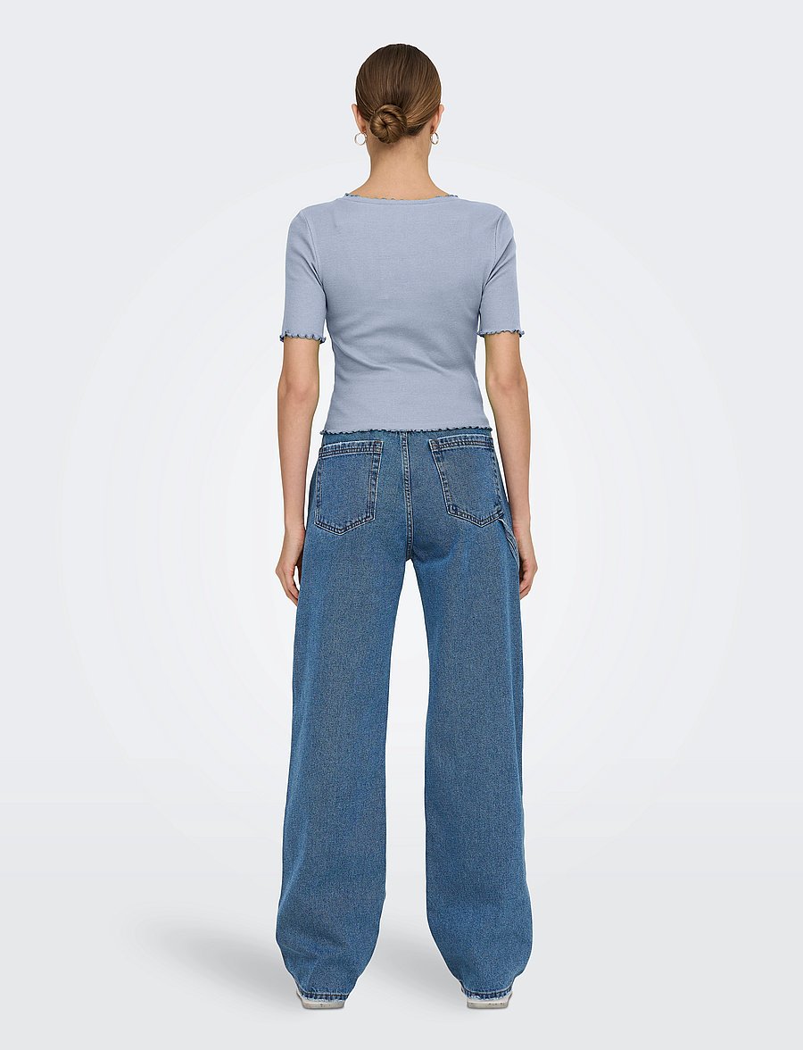 ONLY - ONLLAILA S/S BUTTON TOP JRS - soft chambray - 3