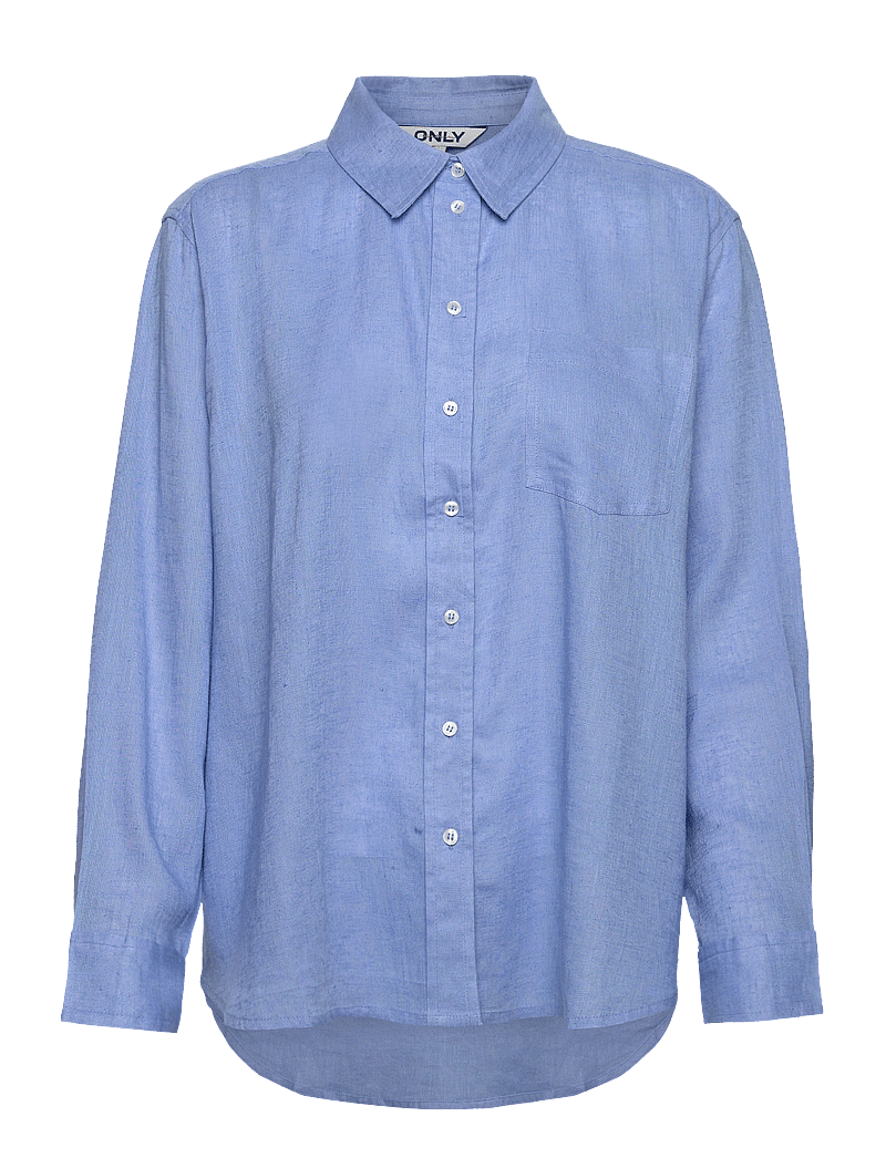 ONLY - ONLTOKYO L/S LINEN BLEND SHIRT PNT NOOS - linneskjortor - azurine - 1