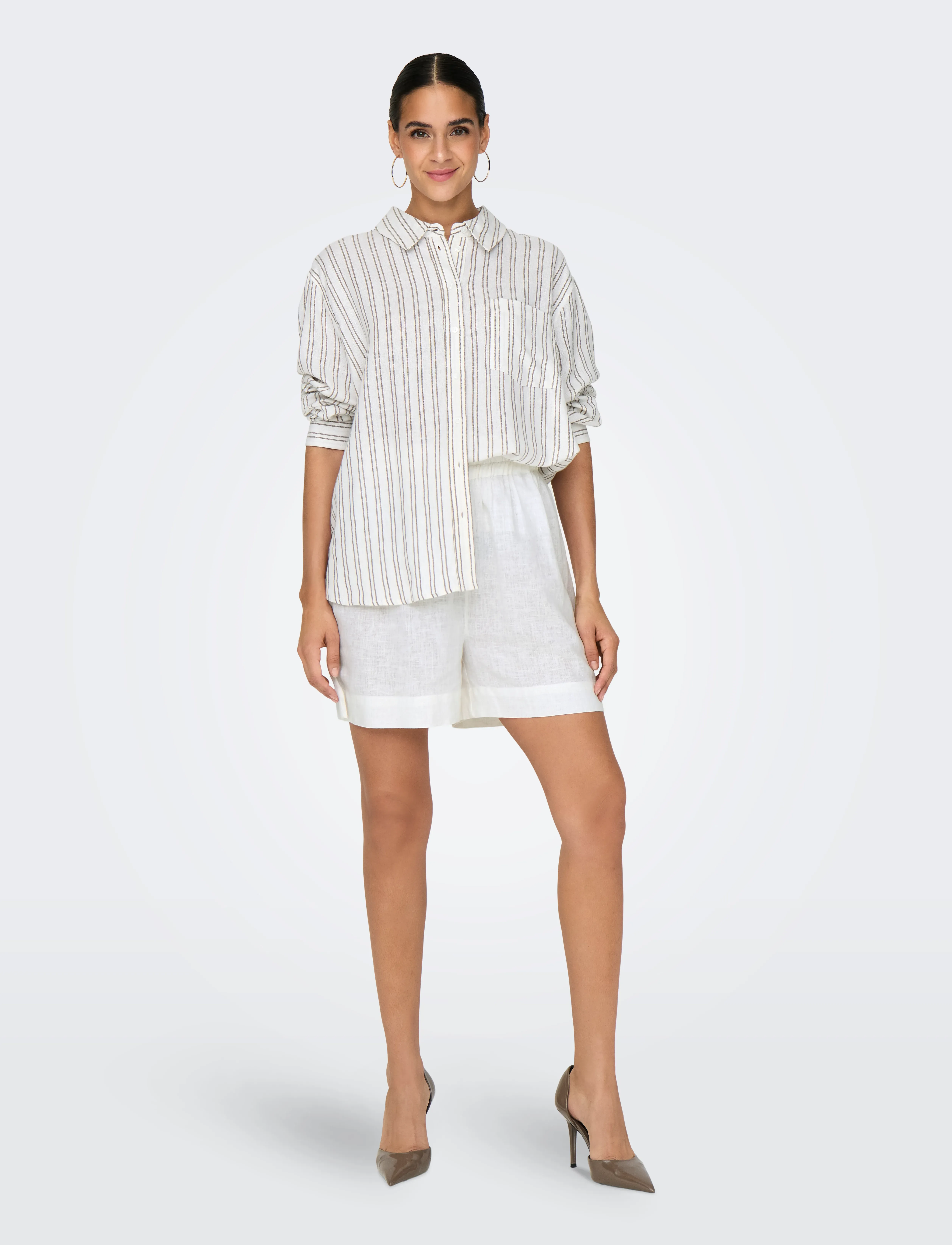 ONLY - ONLTOKYO HW LINEN BLEND SHORTS PNT NOOS - laveste priser - bright white - 5