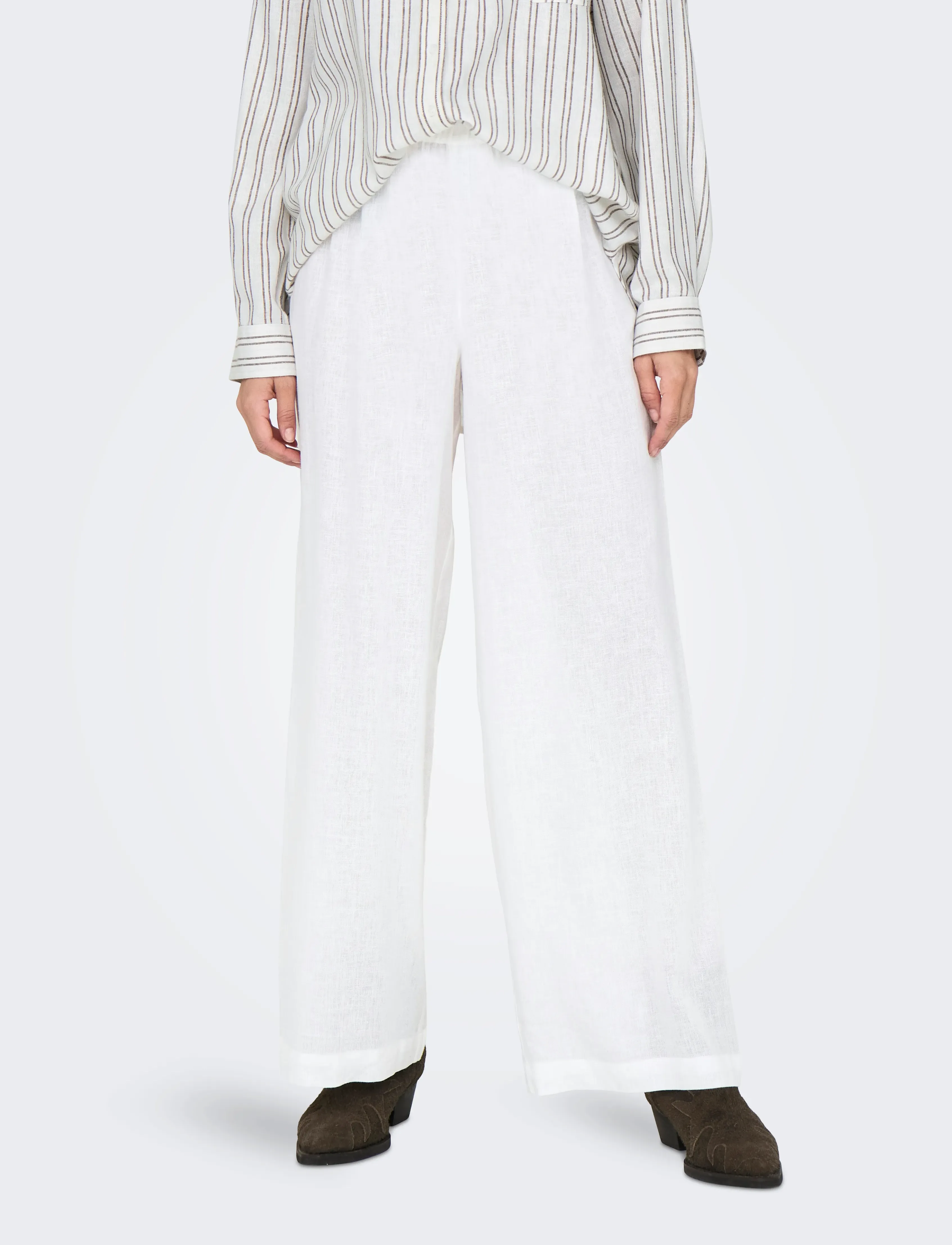 ONLY ONLTOKYO LIFE HW LINEN BLEND PNT NOOS - Linnebyxor - BRIGHT WHITE / white