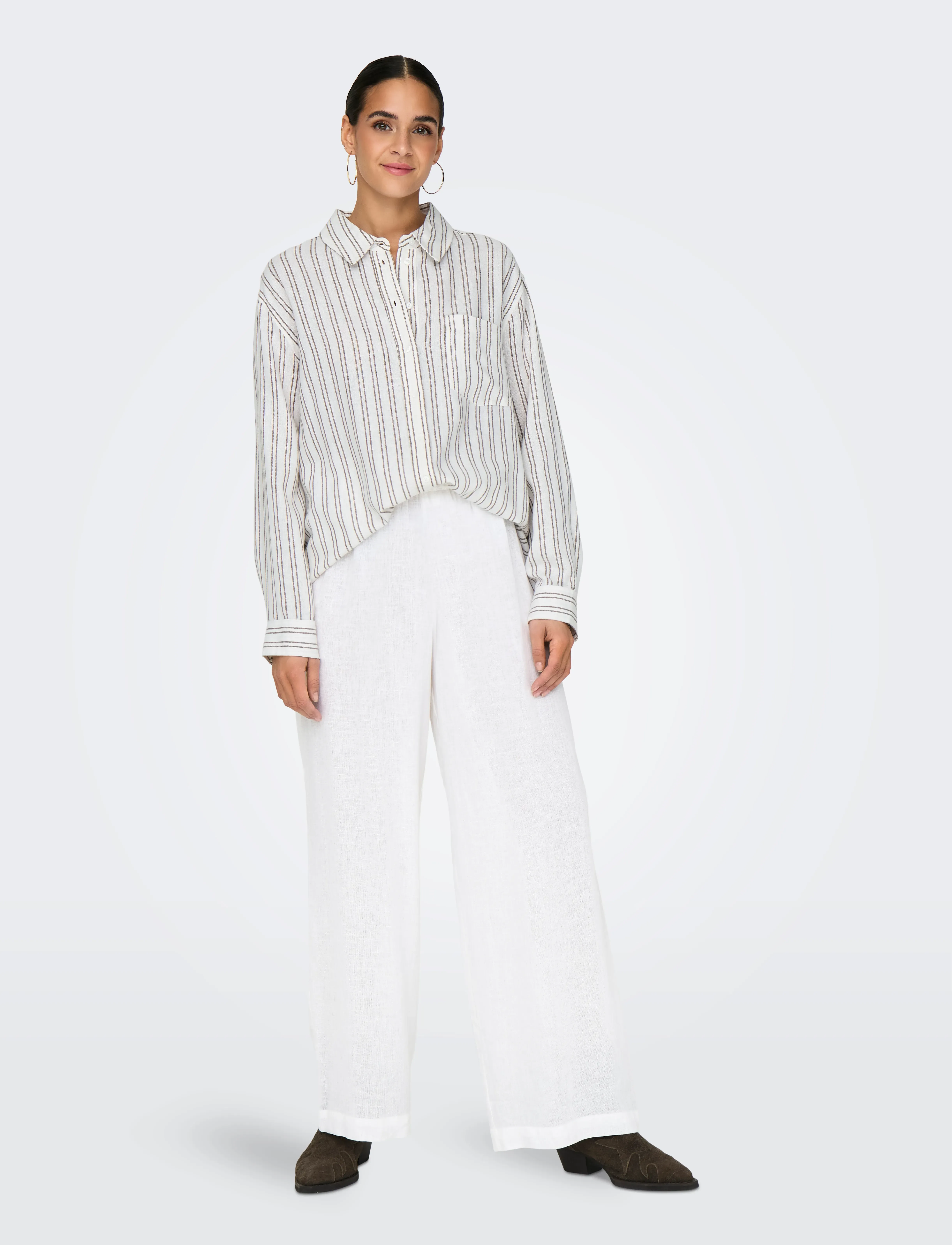 ONLY - ONLTOKYO LIFE HW LINEN BLEND PNT NOOS - lininės kelnės - bright white - 5