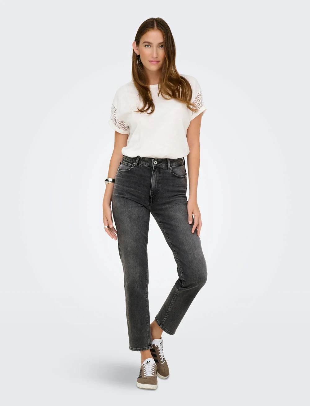 ONLY - ONLEMILY STRETCH HW ST AK DNM CRO614NOOS - straight jeans - dark grey denim - 4