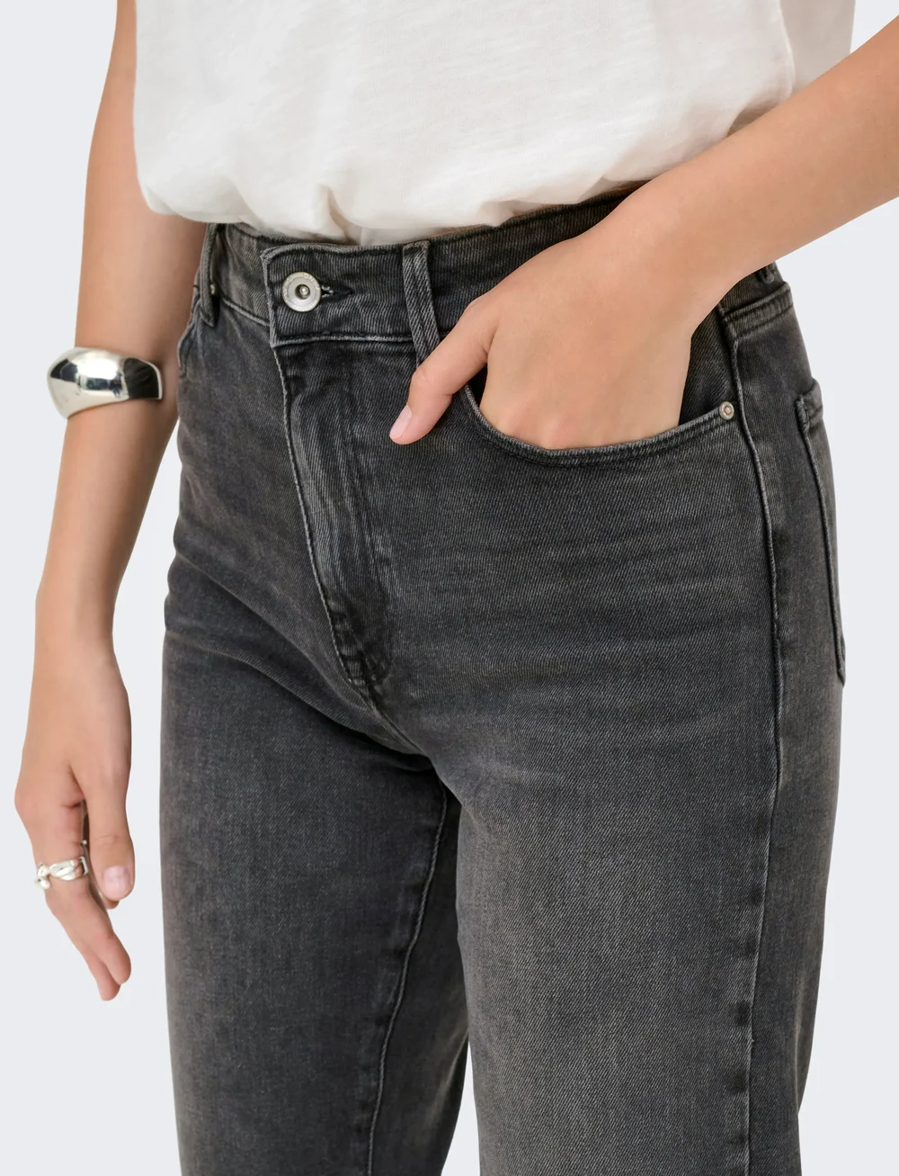 ONLY - ONLEMILY STRETCH HW ST AK DNM CRO614NOOS - straight jeans - dark grey denim - 5
