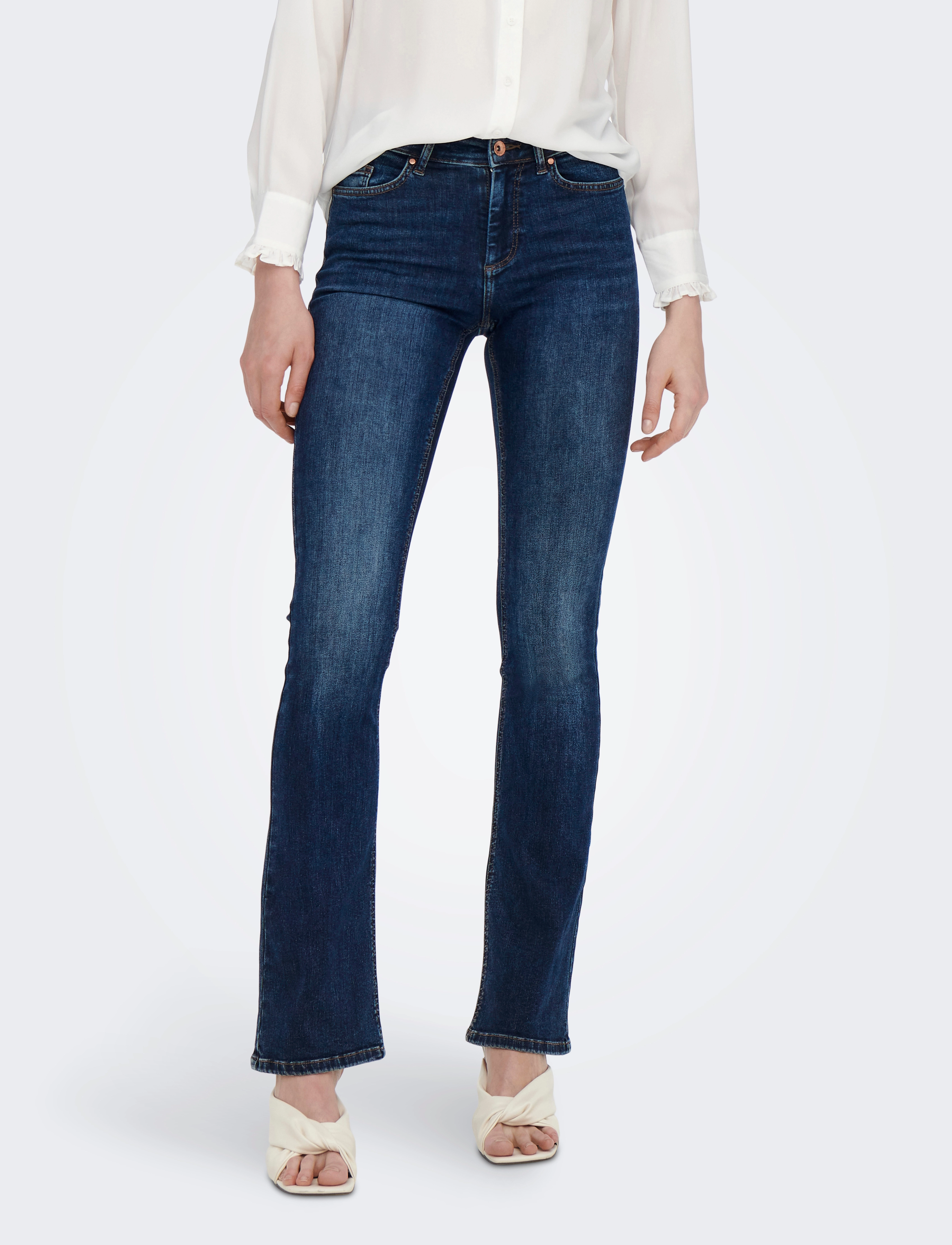 ONLY Onlblush Mid Flared Dnm Tai021 Noos, S x 34, Jeans, Blau - Flares, Frauen