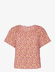 ONLY - ONLNOVA LUX S/S AGNES TOP AOP PTM - short-sleeved blouses - fuchsia purple - 0