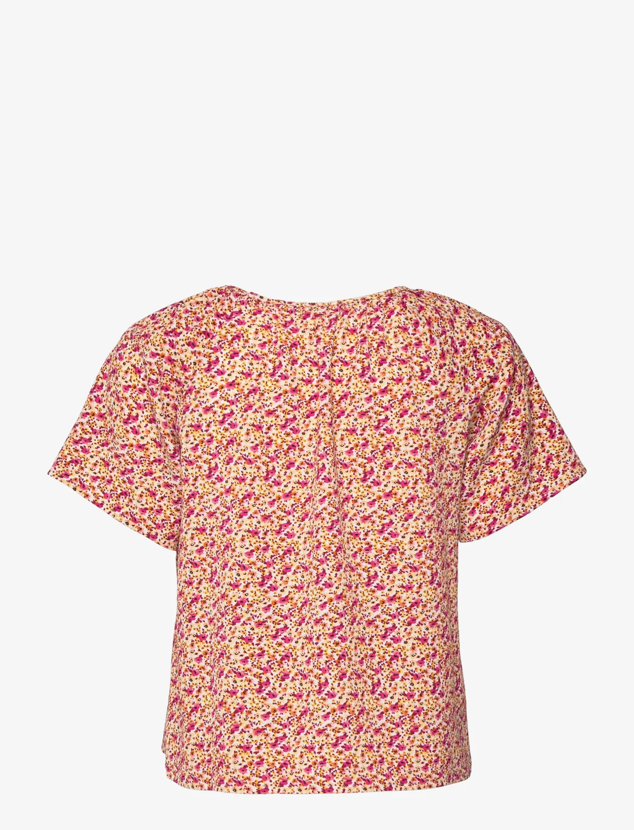 ONLY - ONLNOVA LUX S/S AGNES TOP AOP PTM - short-sleeved blouses - fuchsia purple - 1