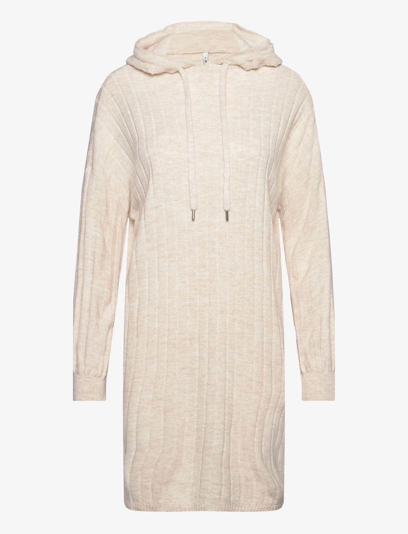 ONLY - ONLTESSA CAREY L/S HOOD DRESS NCA KNT - strikkede kjoler - pumice stone - 0