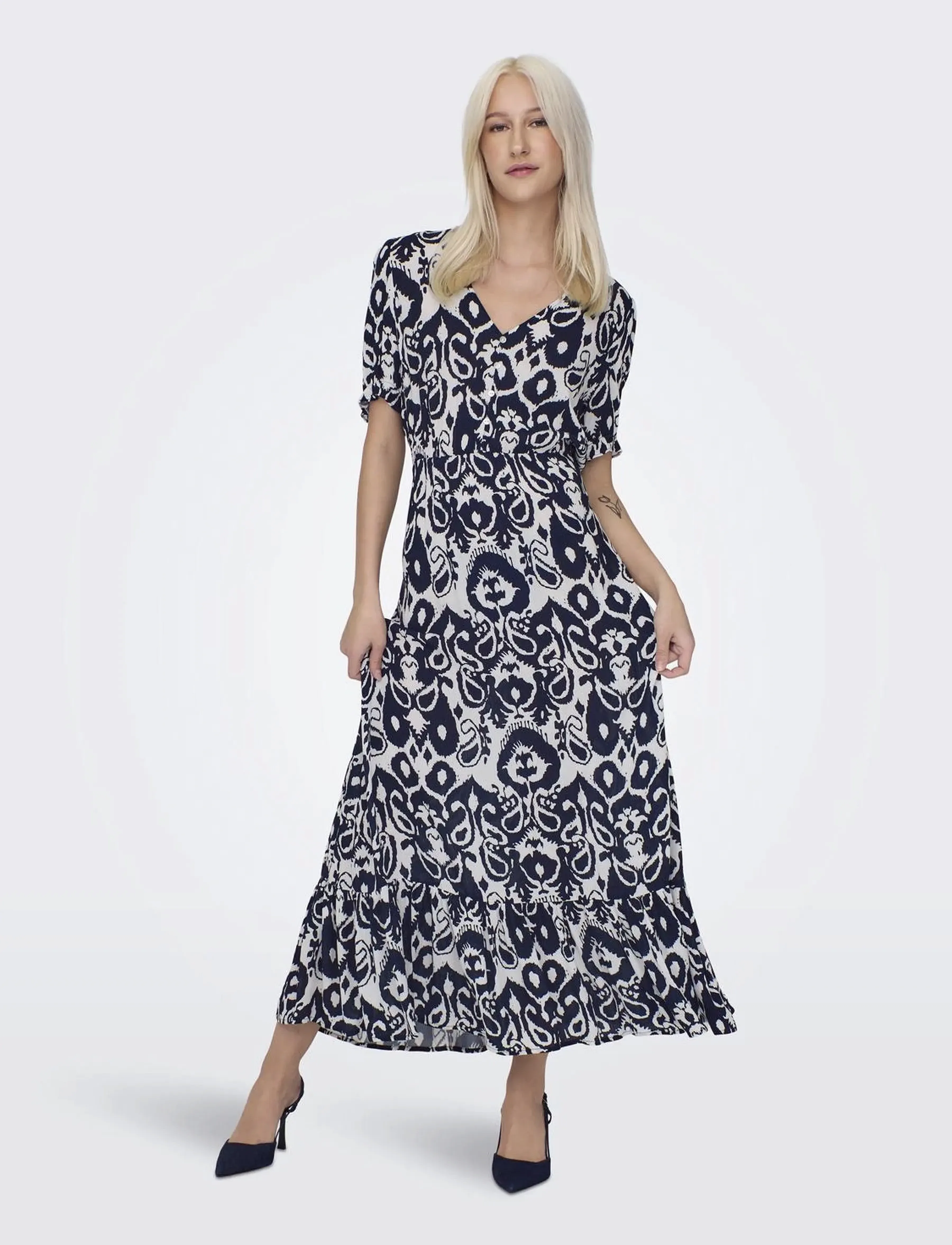 ONLY - ONLCHIANTI S/S LONG DRESS WVN NOOS - night sky - 4