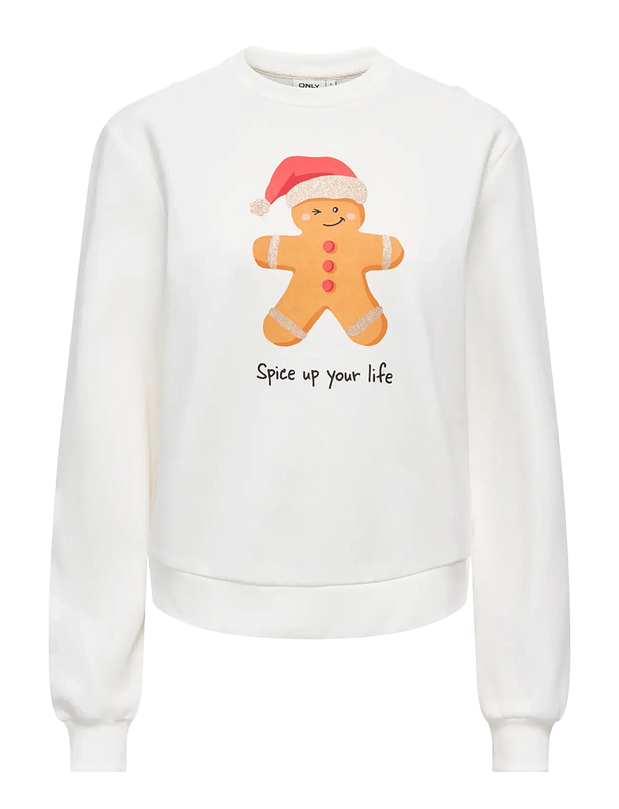 ONLY - ONLYDA XMAS L/S O-NECK BOX SWT - sweatshirts - cloud dancer - 0