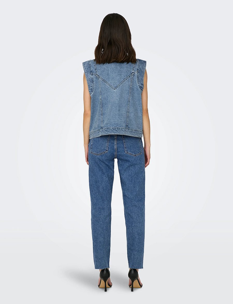 ONLY - ONLKENNEDY SL DNM WAISTCOAT BJ NOOS - denim vests - medium blue denim - 2