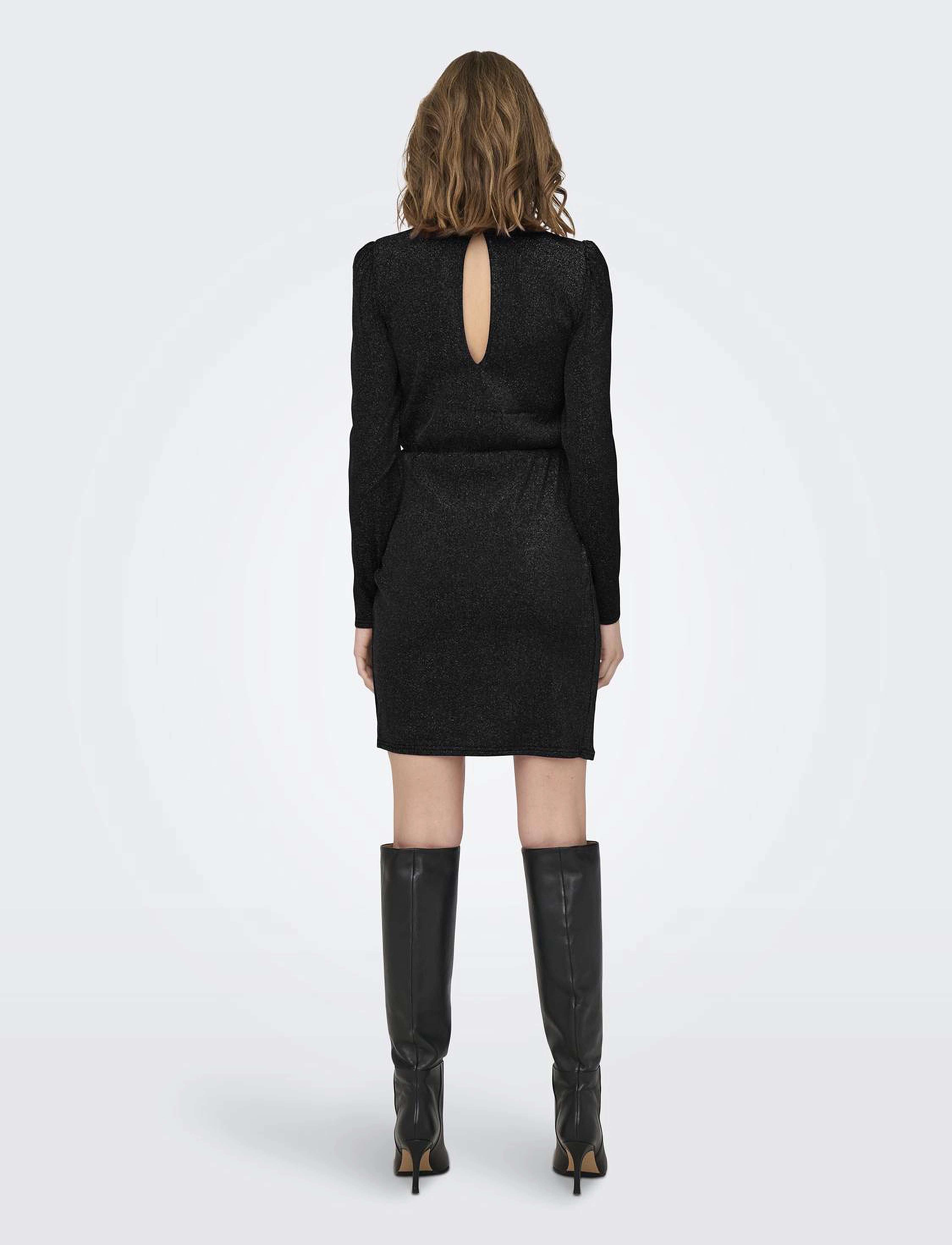 ONLY - ONLRICH L/S GLITTER DRESS JRS - festtøj til outletpriser - black - 3