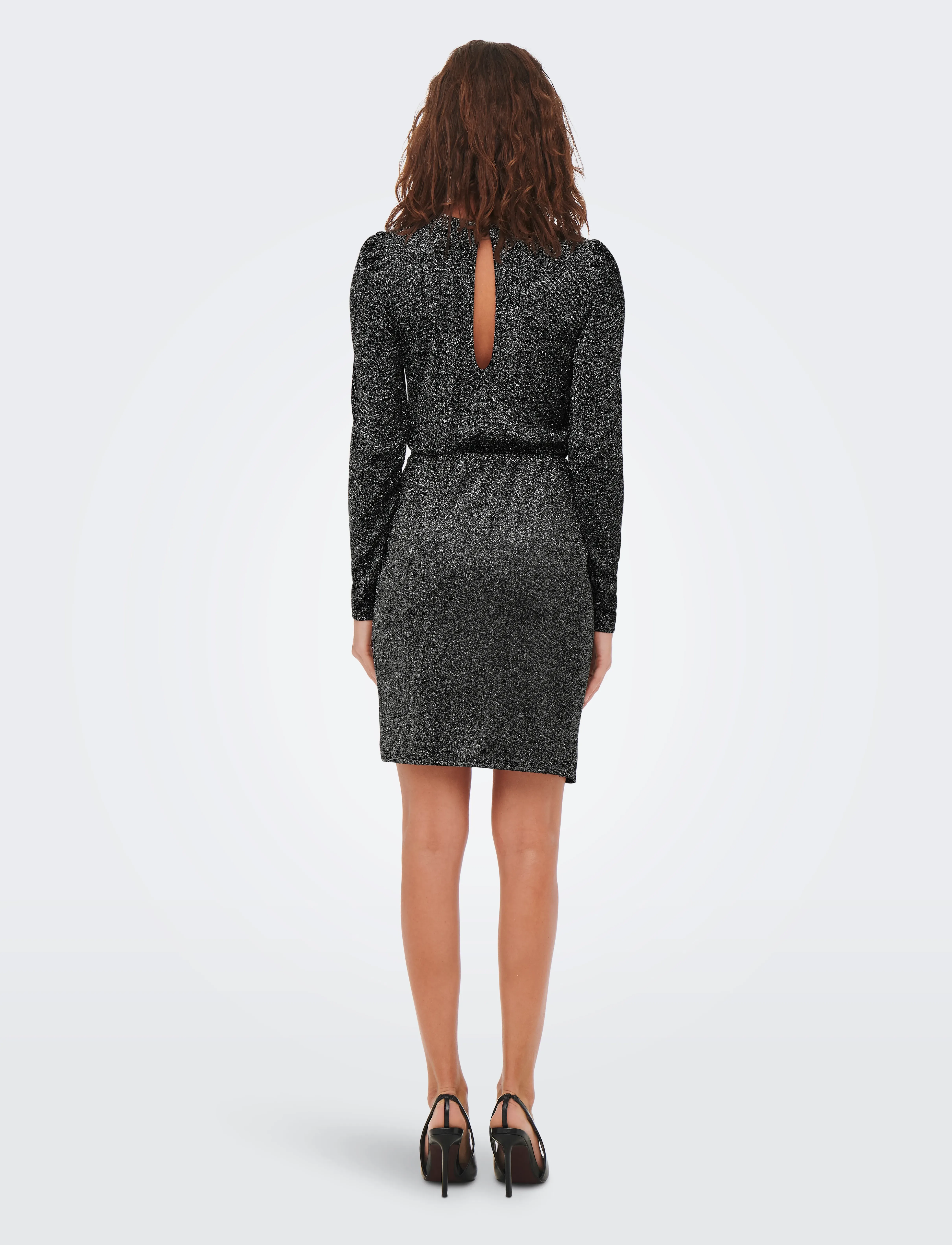 ONLY - ONLRICH L/S GLITTER DRESS JRS - festtøj til outletpriser - black - 3