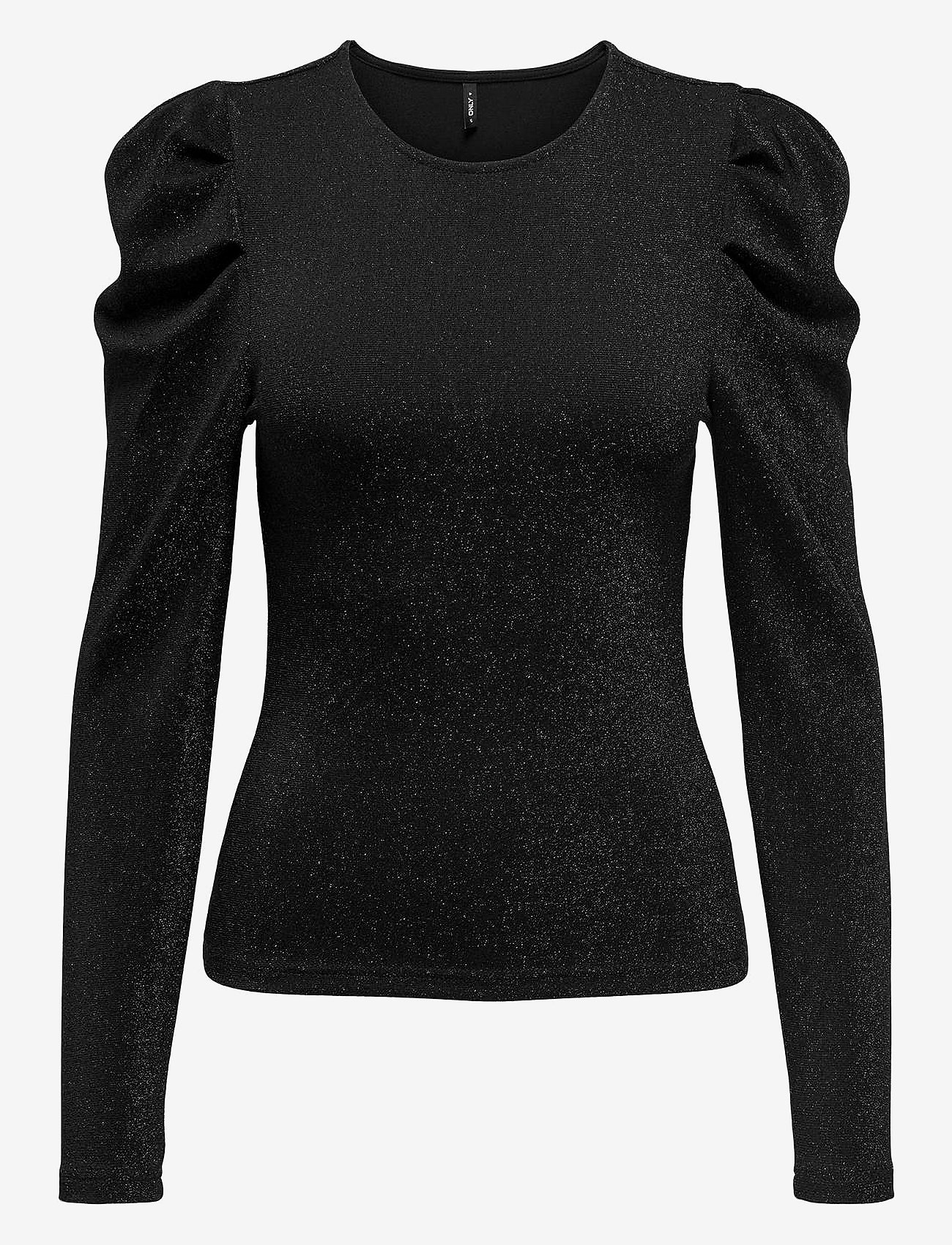 ONLY - ONLRICH L/S GLITTER PUFF TOP JRS - langærmede toppe - black - 1