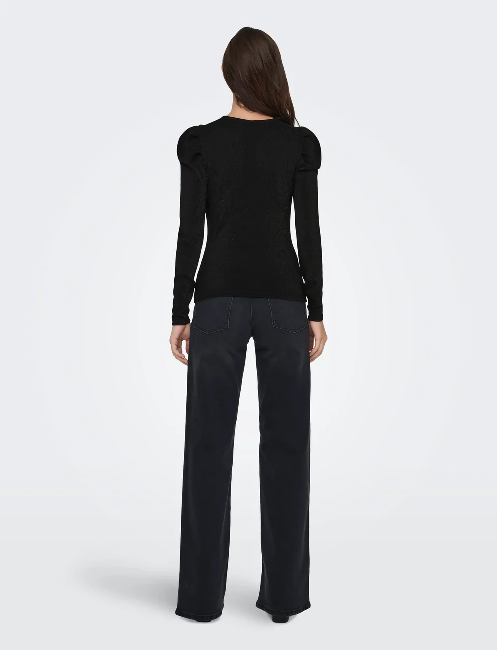 ONLY - ONLRICH L/S GLITTER PUFF TOP JRS - langärmlige tops - black - 3