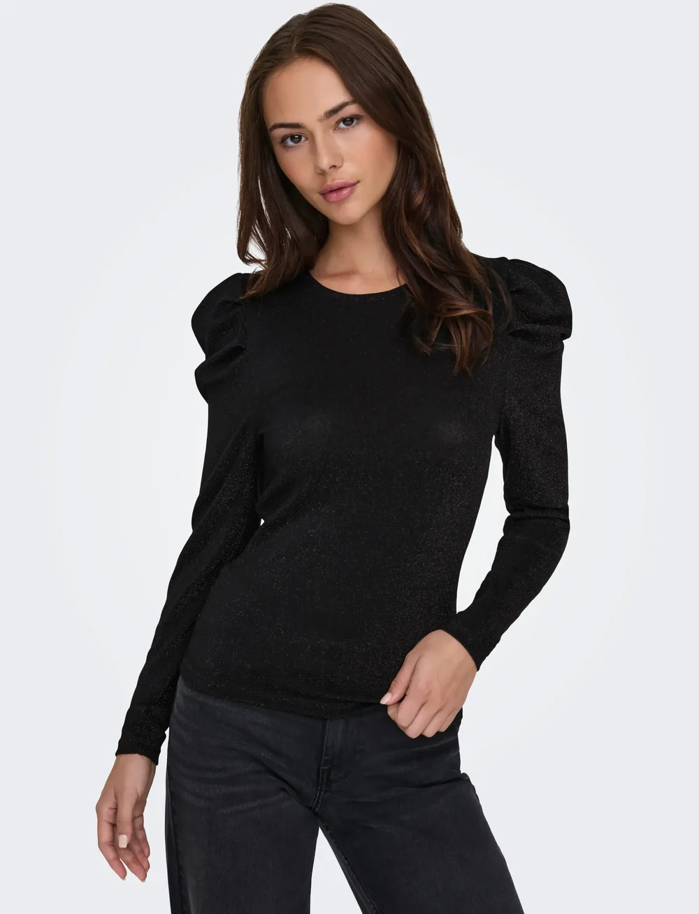 ONLY - ONLRICH L/S GLITTER PUFF TOP JRS - langärmlige tops - black - 4