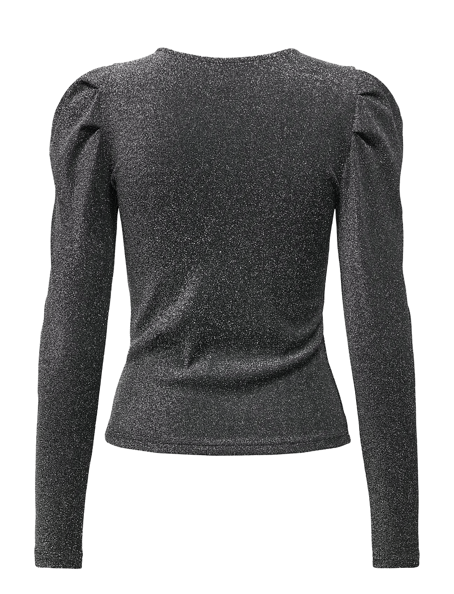 ONLY - ONLRICH L/S GLITTER PUFF TOP JRS - langærmede toppe - black - 2