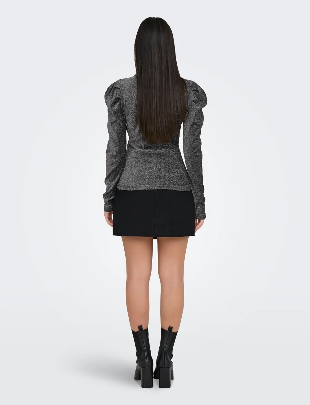 ONLY - ONLRICH L/S GLITTER PUFF TOP JRS - langärmlige tops - black - 3