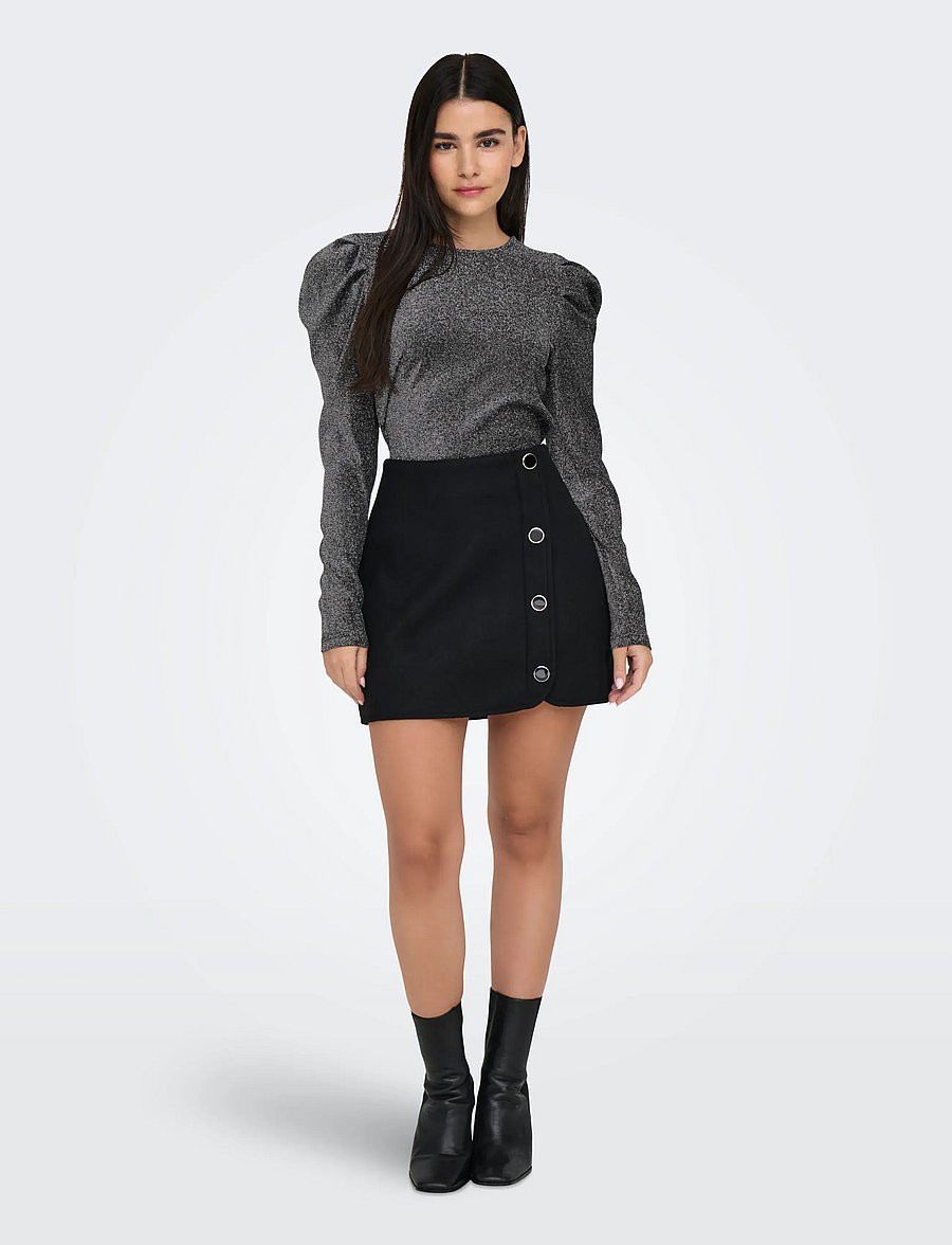 ONLY - ONLRICH L/S GLITTER PUFF TOP JRS - langærmede toppe - black - 4