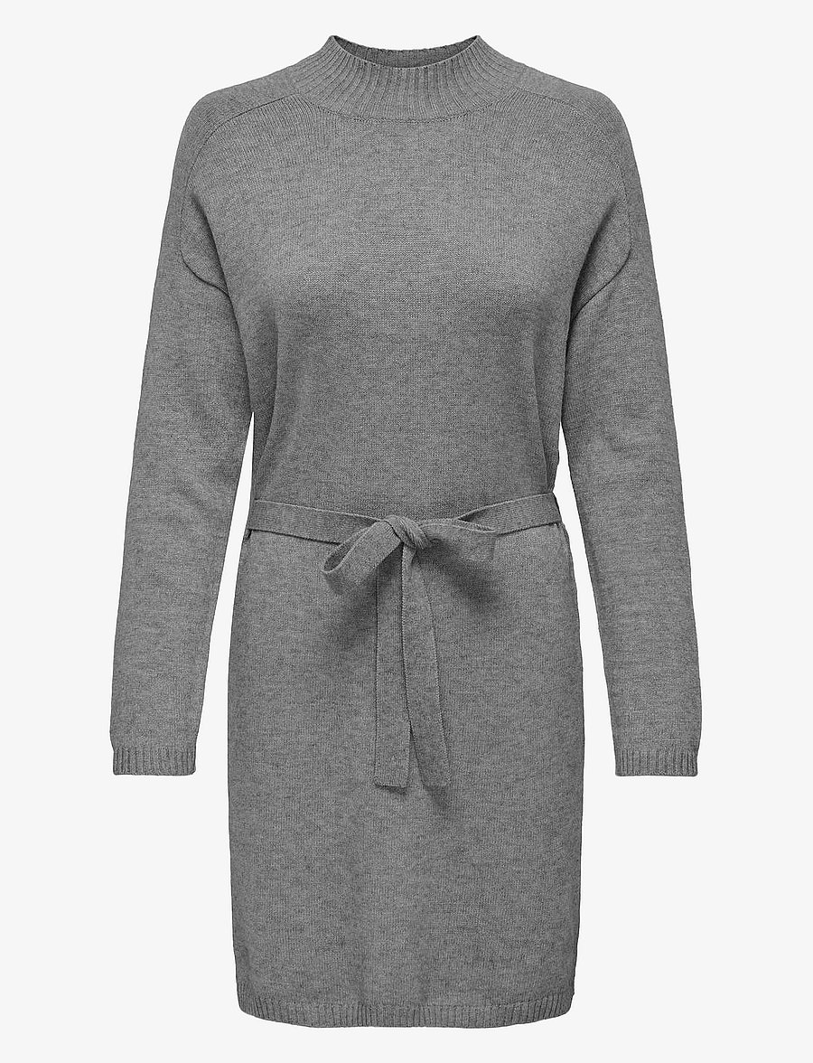 ONLY - ONLLEVA LS BELT DRESS EX KNT - laveste priser - medium grey melange - 1