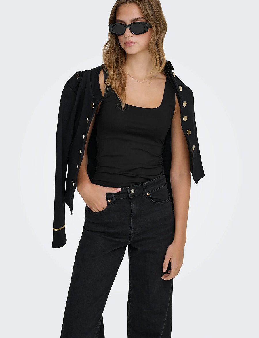ONLY - ONLEA S/L 2-WAYS FIT TOP JRS NOOS - varrukateta topid - black - 5