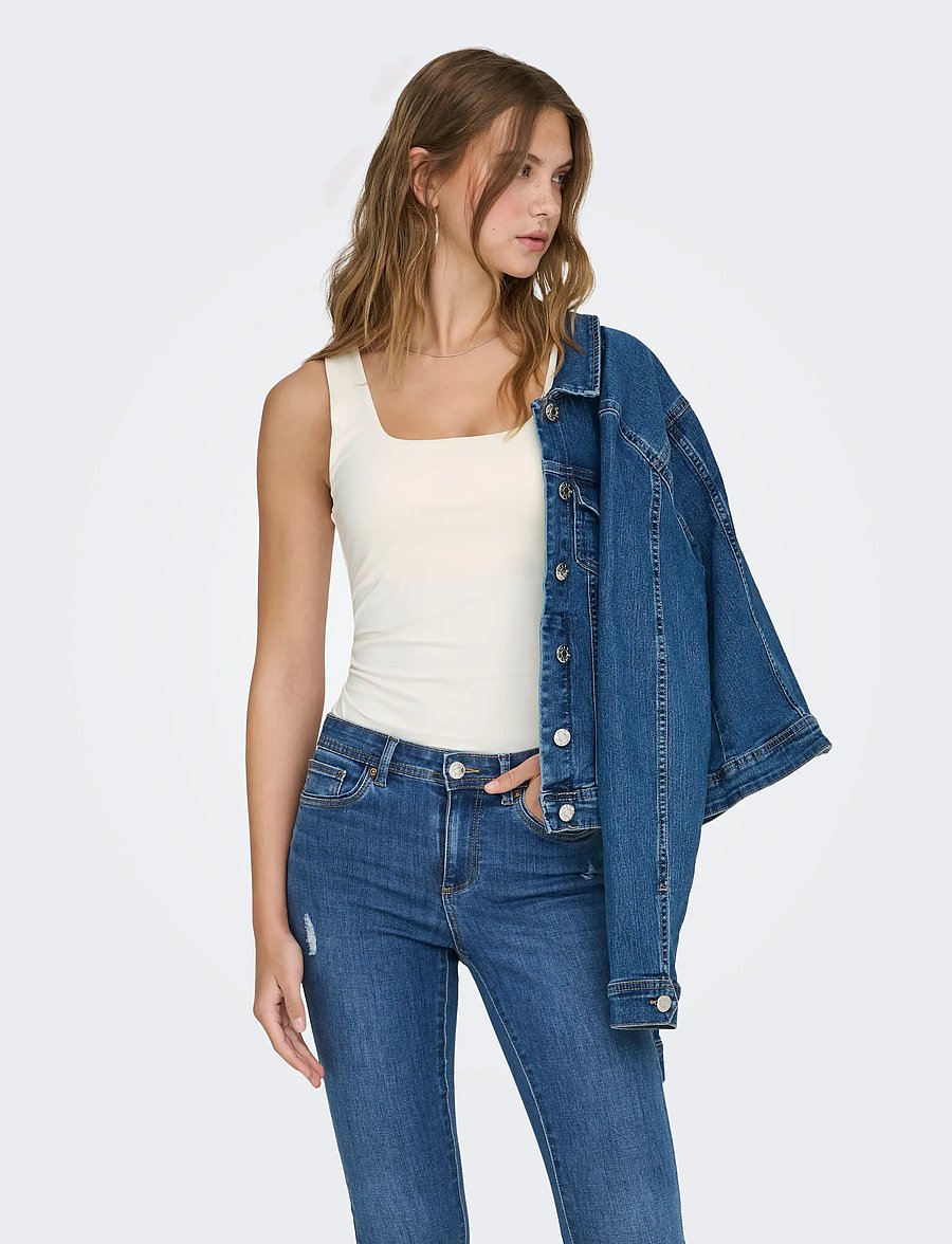 ONLY - ONLEA S/L 2-WAYS FIT TOP JRS NOOS - mouwloze tops - cloud dancer - 0