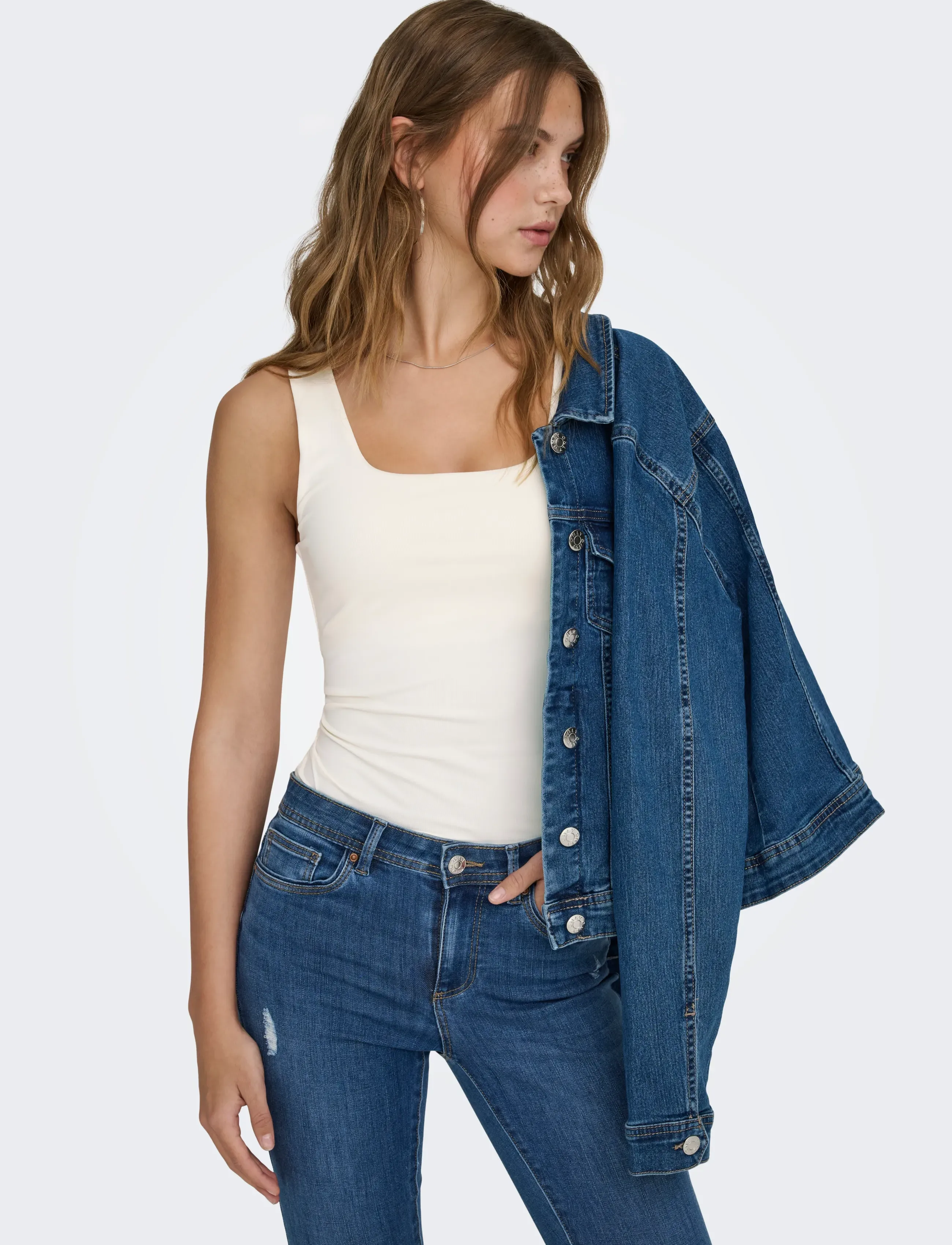 ONLY - ONLEA S/L 2-WAYS FIT TOP JRS NOOS - sleeveless tops - cloud dancer - 5