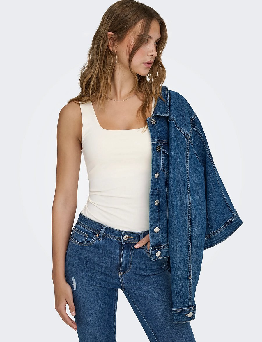 ONLY - ONLEA S/L 2-WAYS FIT TOP JRS NOOS - mouwloze tops - cloud dancer - 5