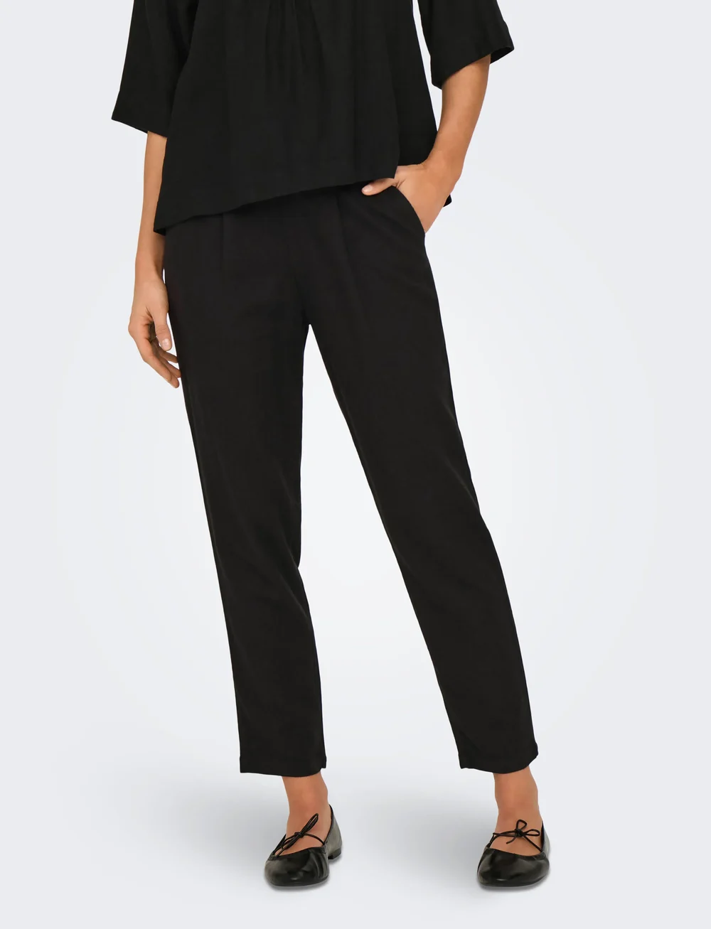 ONLY - ONLCARO-POPTRASH EASY LINEN BL PNT - hørbukser - black - 0