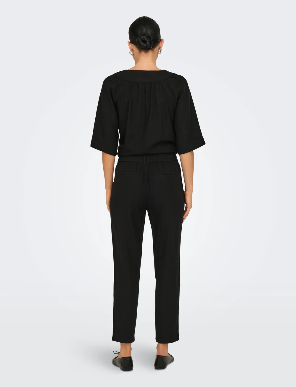 ONLY - ONLCARO-POPTRASH EASY LINEN BL PNT - hørbukser - black - 3