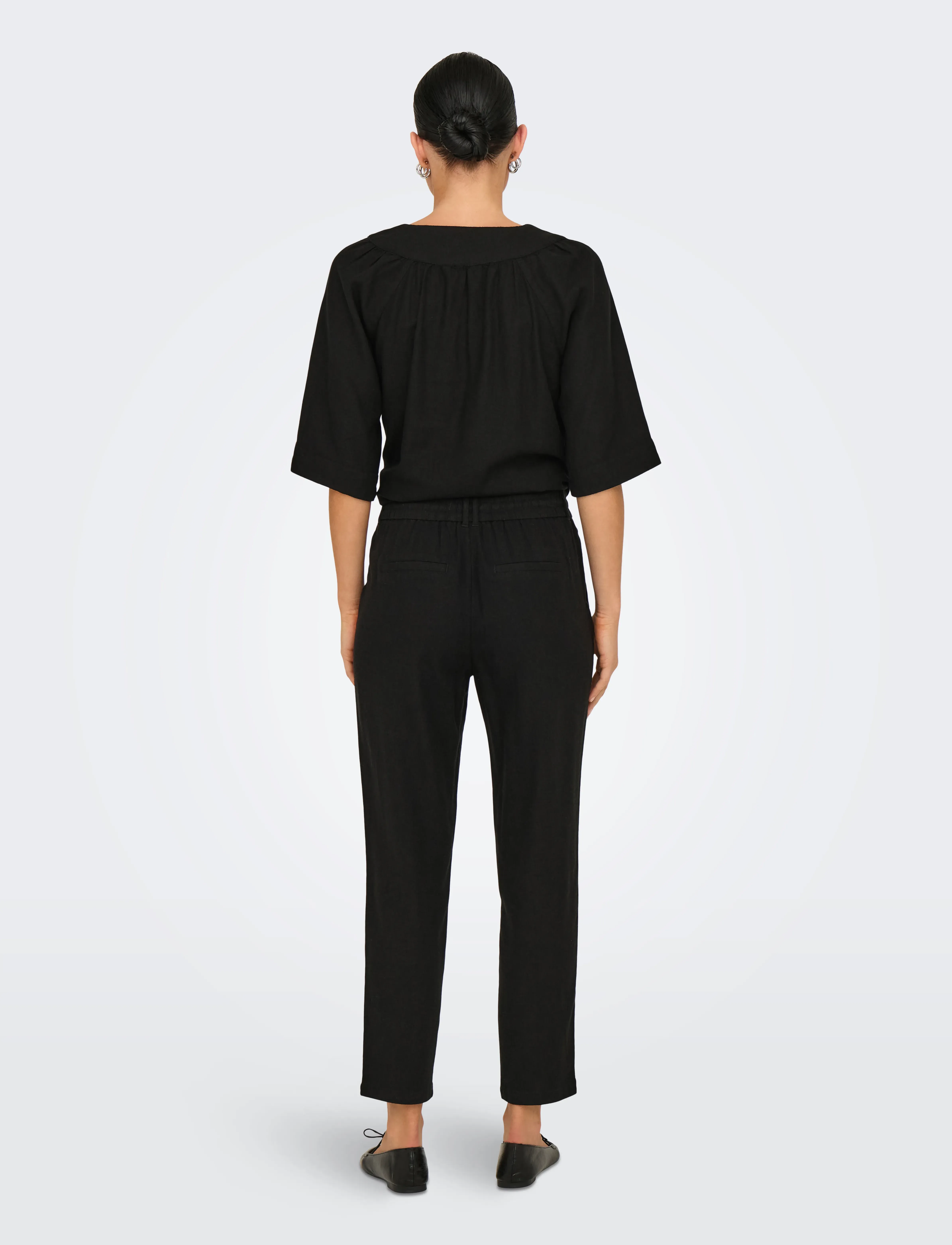 ONLY - ONLCARO-POPTRASH EASY LINEN BL PNT - hørbukser - black - 3