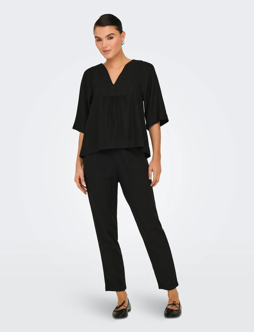 ONLY - ONLCARO-POPTRASH EASY LINEN BL PNT - hørbukser - black - 4