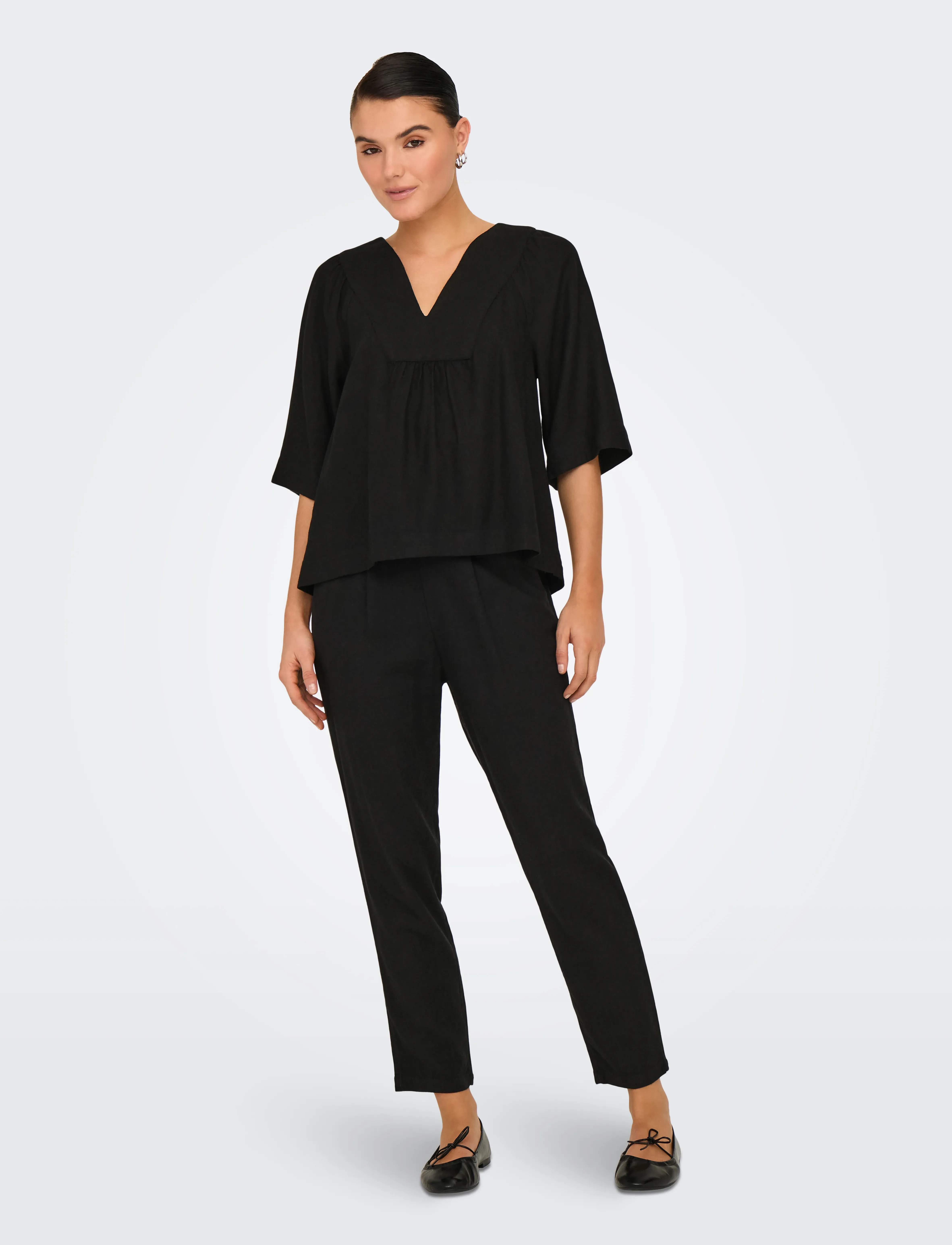 ONLY - ONLCARO-POPTRASH EASY LINEN BL PNT - hørbukser - black - 4
