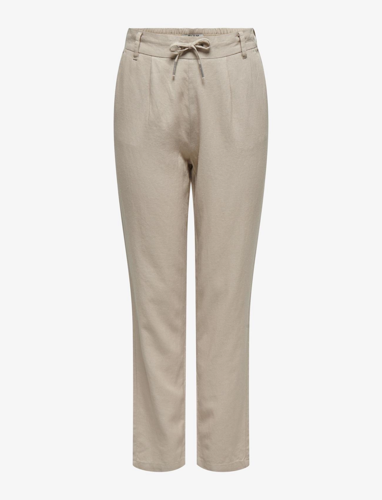 ONLY ONLCARO-POPTRASH EASY LINEN BL CC PNT - Bukser - OXFORD TAN / cream
