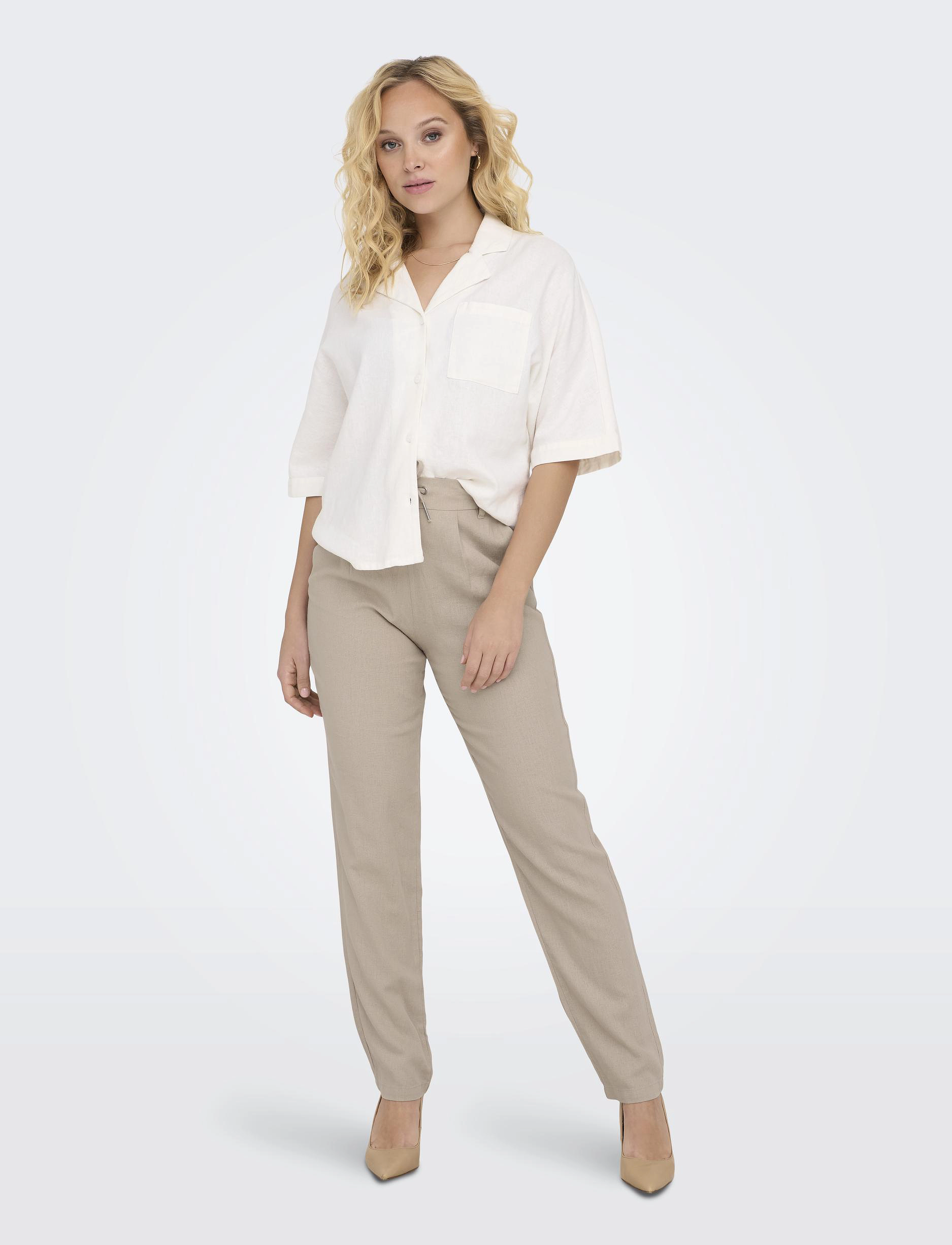 ONLY - ONLCARO-POPTRASH EASY LINEN BL PNT - leinenhosen - oxford tan - 4