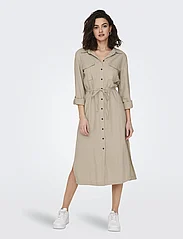 ONLY - ONLCARO LS LINEN SHIRT DRESS CC PNT - marškinių tipo suknelės - oxford tan - 2