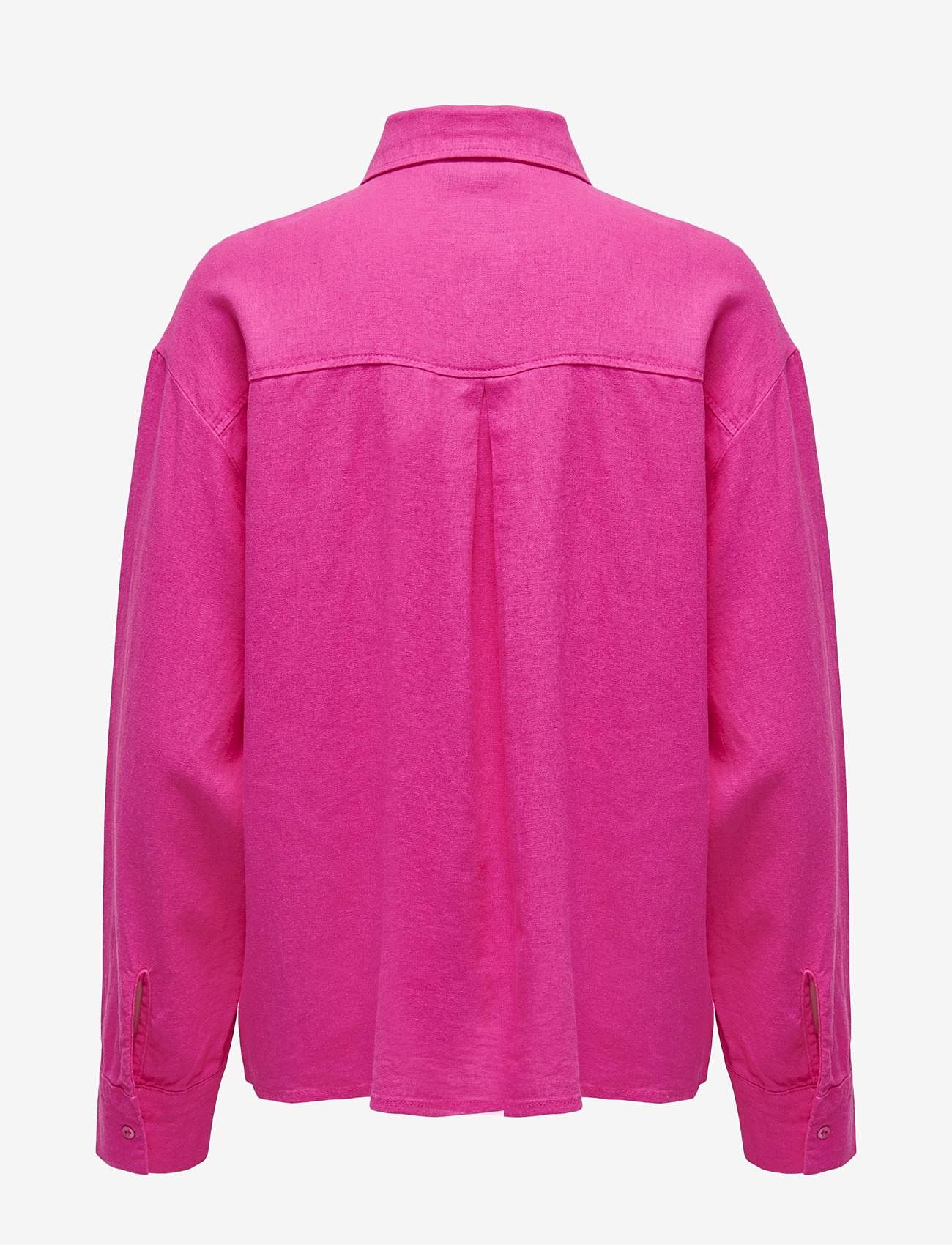 ONLY - ONLCARO L/S OVS LINEN BL SHIRT CC PNT - långärmade skjortor - pink yarrow - 1