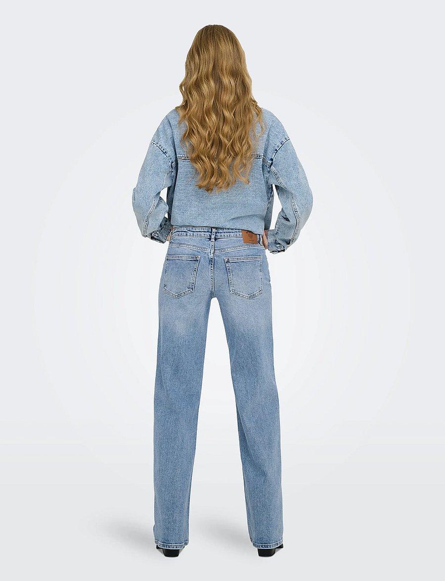 ONLY - ONLJUICY LW WIDE LEG DNM REA365 NOOS - pantalons larges - light blue denim - 3