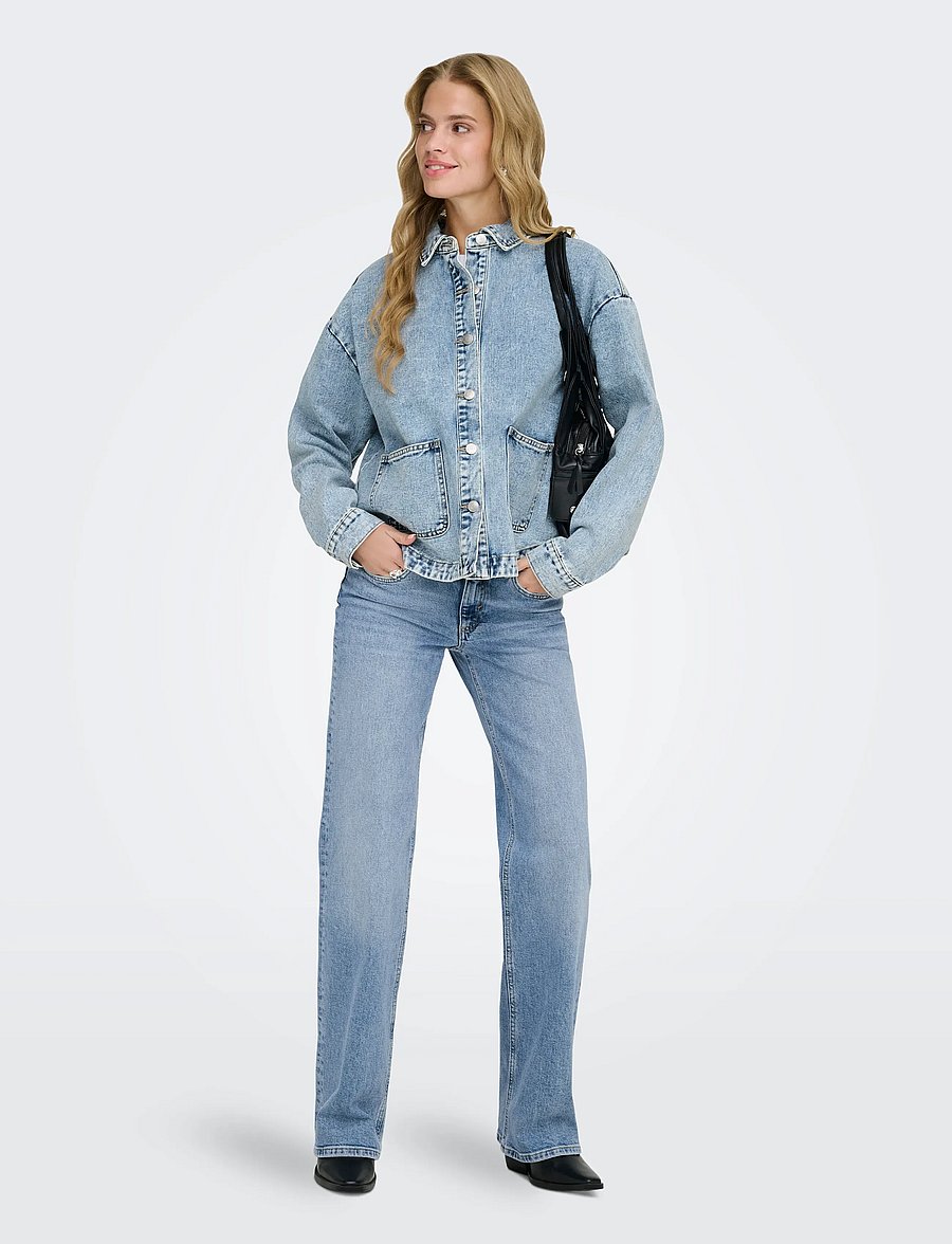 ONLY - ONLJUICY LW WIDE LEG DNM REA365 NOOS - pantalons larges - light blue denim - 4