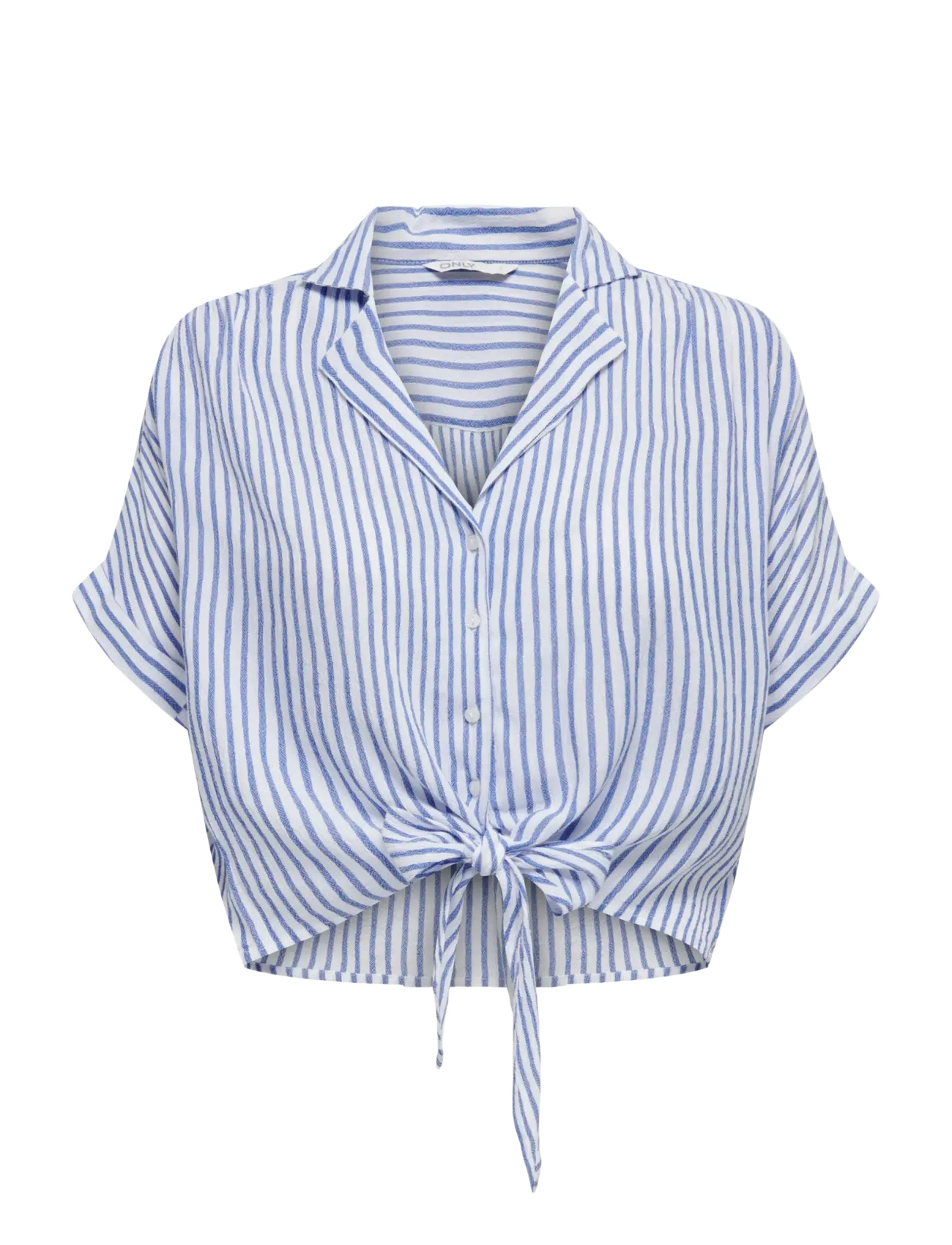 ONLY ONLPAULA LIFE S/S TIE SHIRT WVN NOOS - Kleidung - CLOUD DANCER / blue